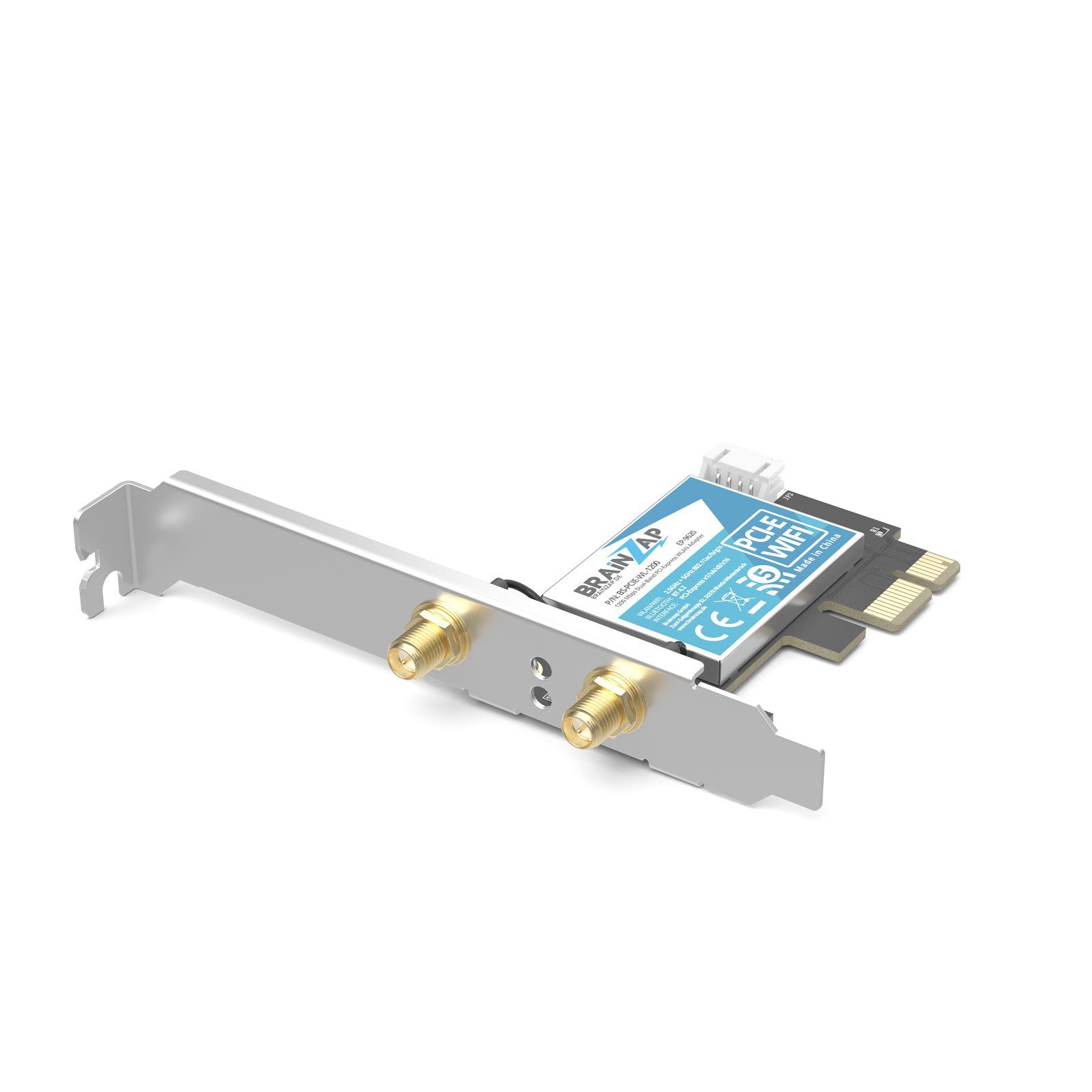 BRAINZAP WLAN-Adapter WiFi 5 (802.11ac) AC1200 PCIe WLAN-Karte Bluetooth 4.0, WiFi 5 (802.11ac), Bluetooth, PCIe – Bild 4 von 5