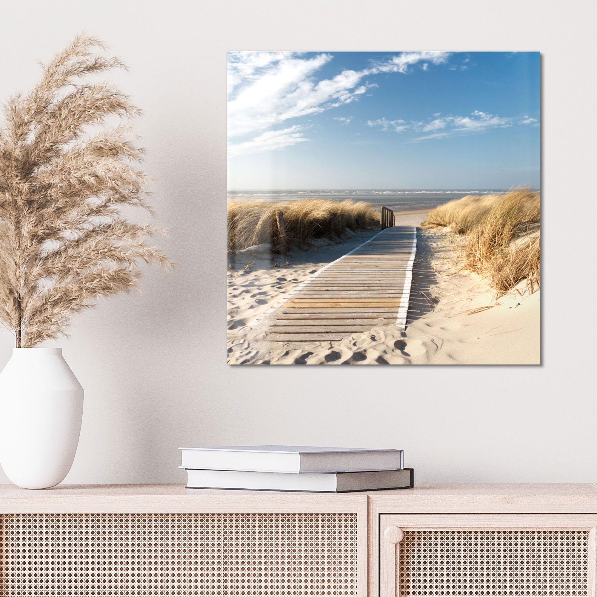 DEQORI Glasbild 'Strandaufgang am Meer', 'Strandaufgang am Meer', Glas Wandbild Bild schwebend modern – Bild 4 von 5