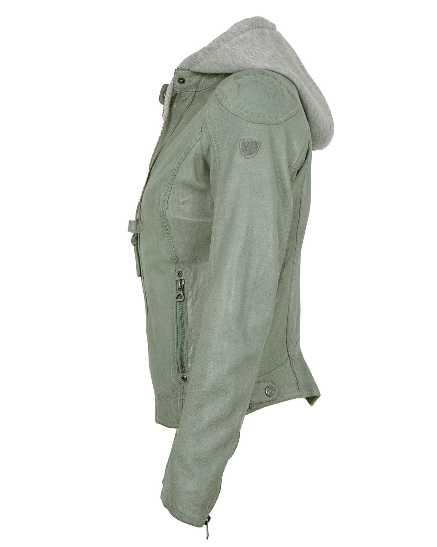 Gipsy by Mauritius Lederjacke GWAllie Gipsy - Damen Lederjacke Lammnappa Kapuze light mint