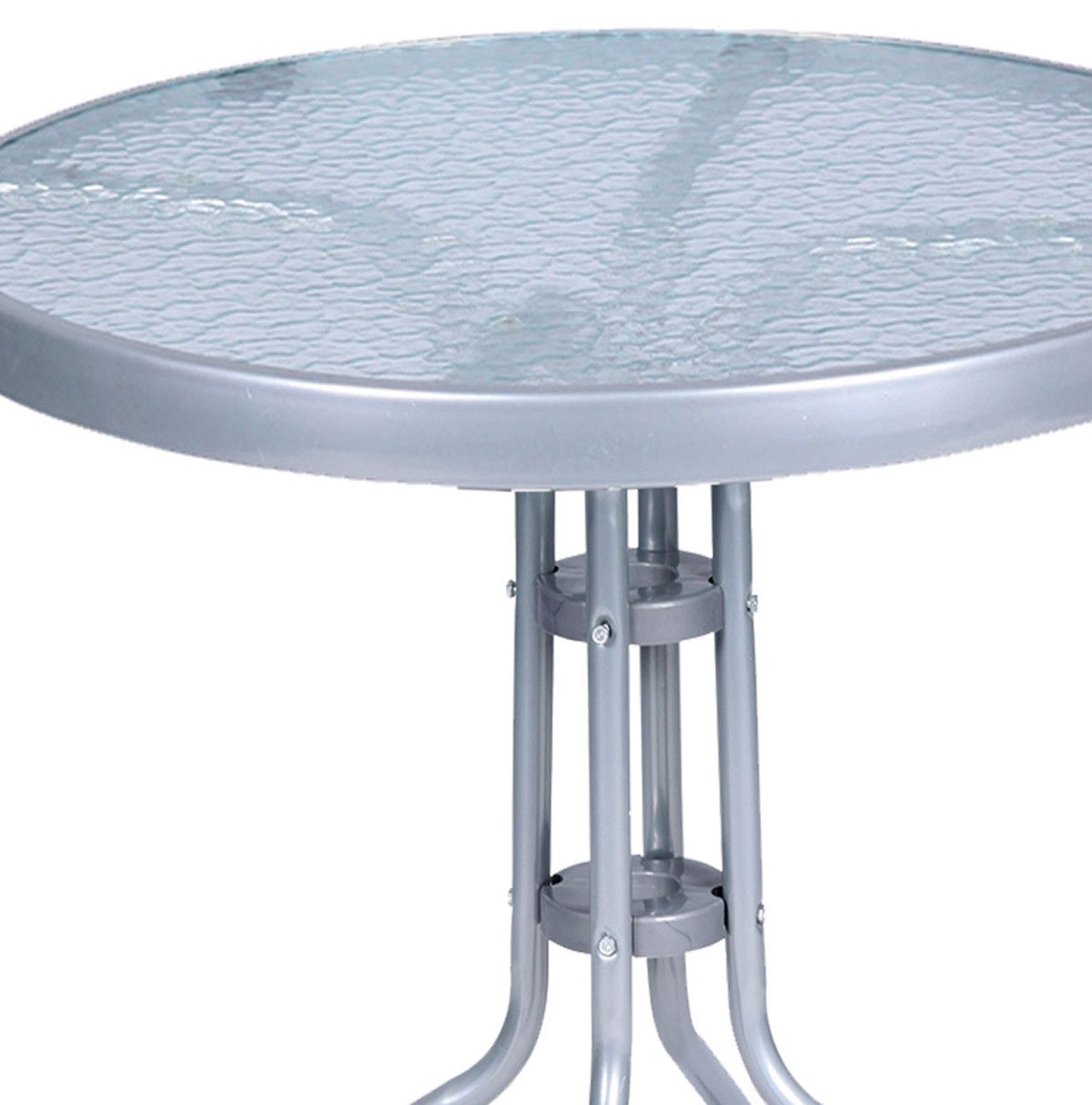 Mojawo Küchentisch Gartentisch Bistrotisch Rund Ø 60 H70cm Glas/Metall Silber Balkontisch
