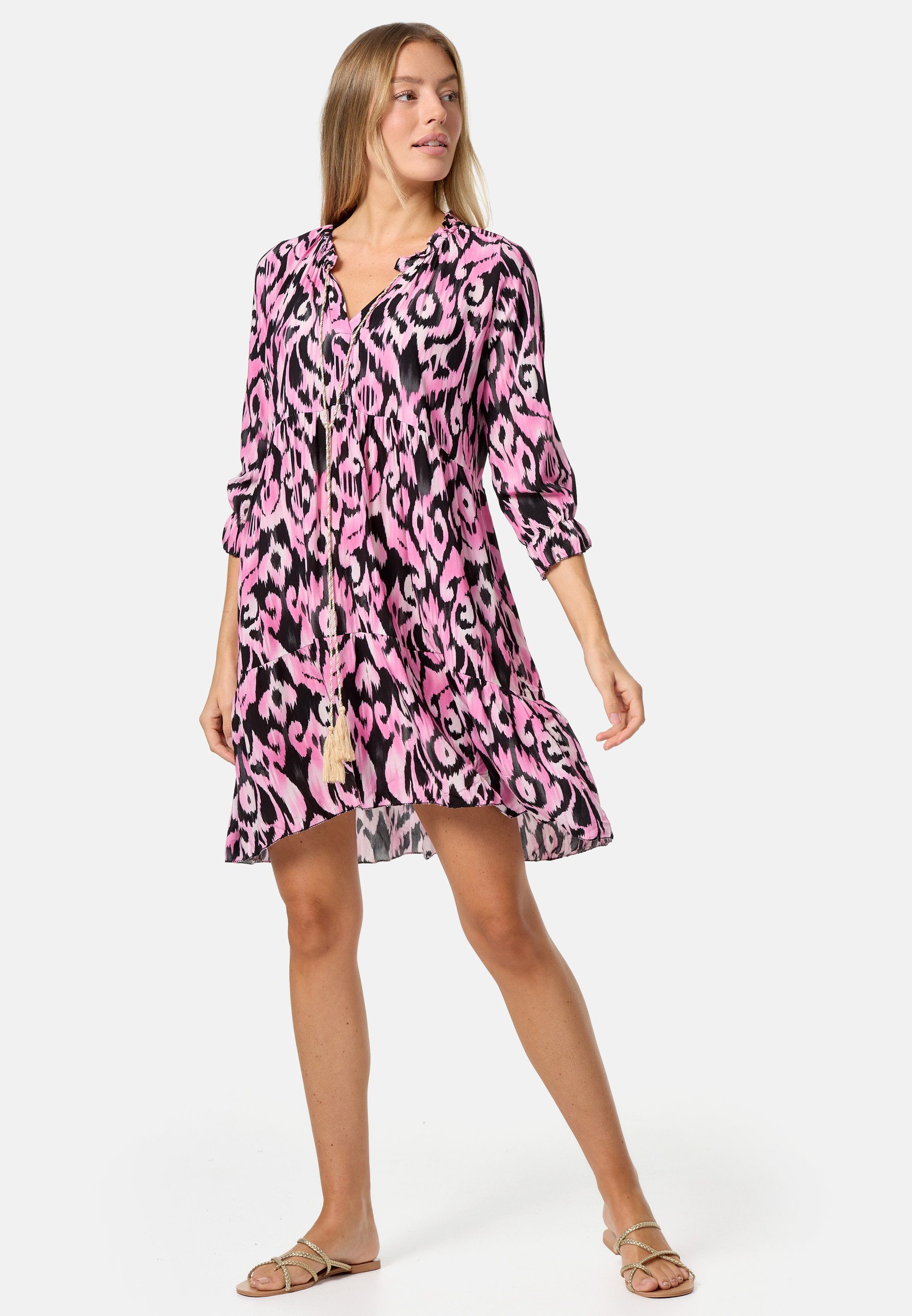 Rayshyne Tunikakleid PM-31 (Sommerkleid Jersey Strandkleid mit Muster in Einheitsgröße)
