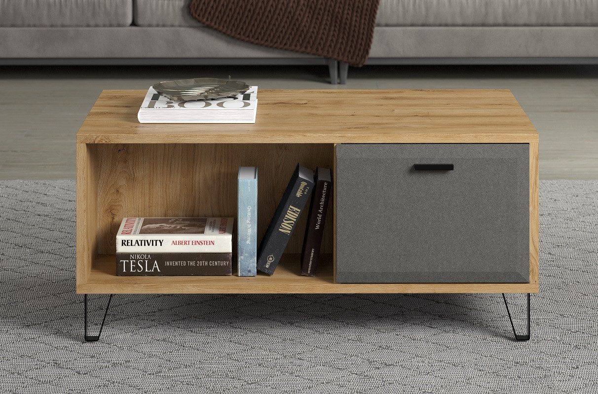 trendteam Couchtisch Couchtisch Blanshe, Eiche Navarra / Filz dunkelgrau (no-Set), Breite 110 cm,Tischplatte aus Holzwerkstoff