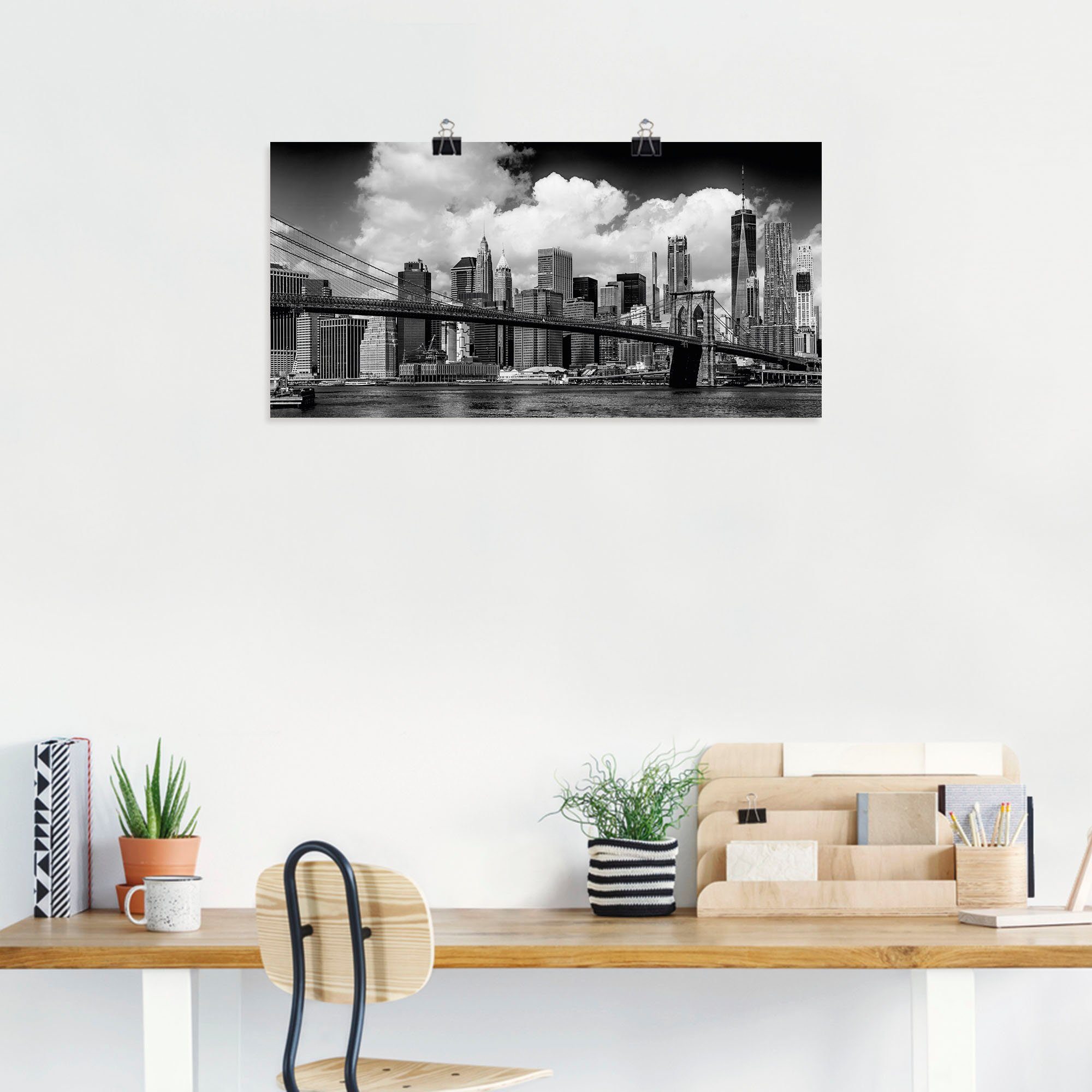 Alubild, Skyline, (1 Größen Bridge, Wandbild Poster Artland Wandaufkleber St), York New Manhattan Leinwandbild, oder versch. Brooklyn in als