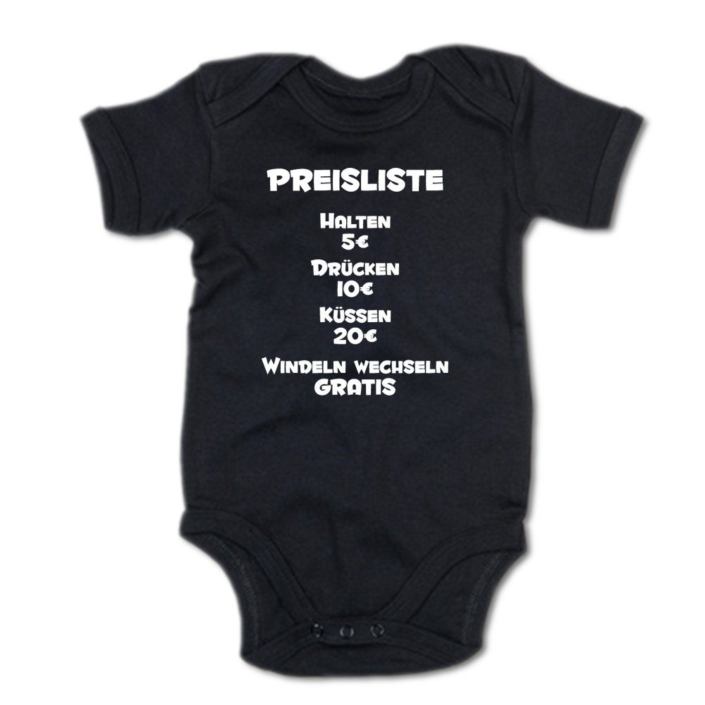 G-graphics Kurzarmbody Baby Body - Preisliste – Halten, drücken, küssen, Windeln wechseln mit Spruch / Sprüche • Babykleidung • Geschenk zur Geburt / Taufe / Babyshower / Babyparty • Strampler