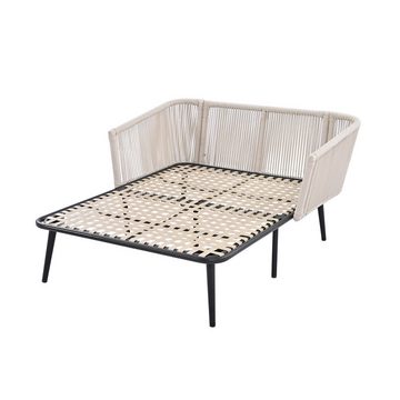 FUROKOY Gartenliege 2-Sitzer Gartensofa,Gartensofa mit 2 Kissen und 2 Polster, Garten gepolstert Komfort Liegestuhl, Balkonset aus Seil Sonnenliege Gartenlounge