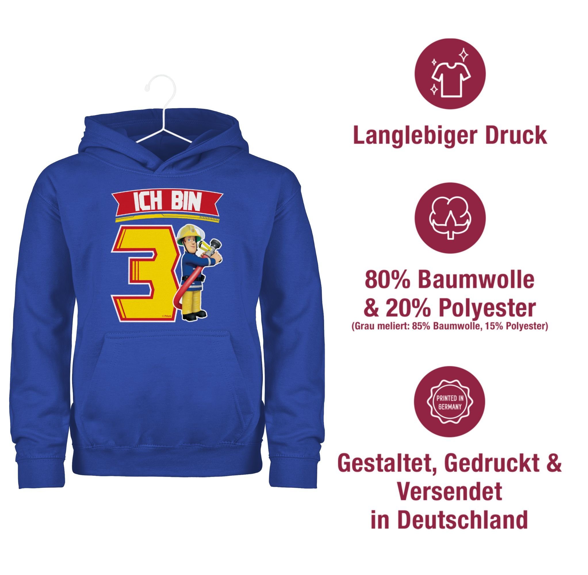 - bin Shirtracer Ich 3 Feuerwehrmann Sam Sam Hoodie Jungen Royalblau 1