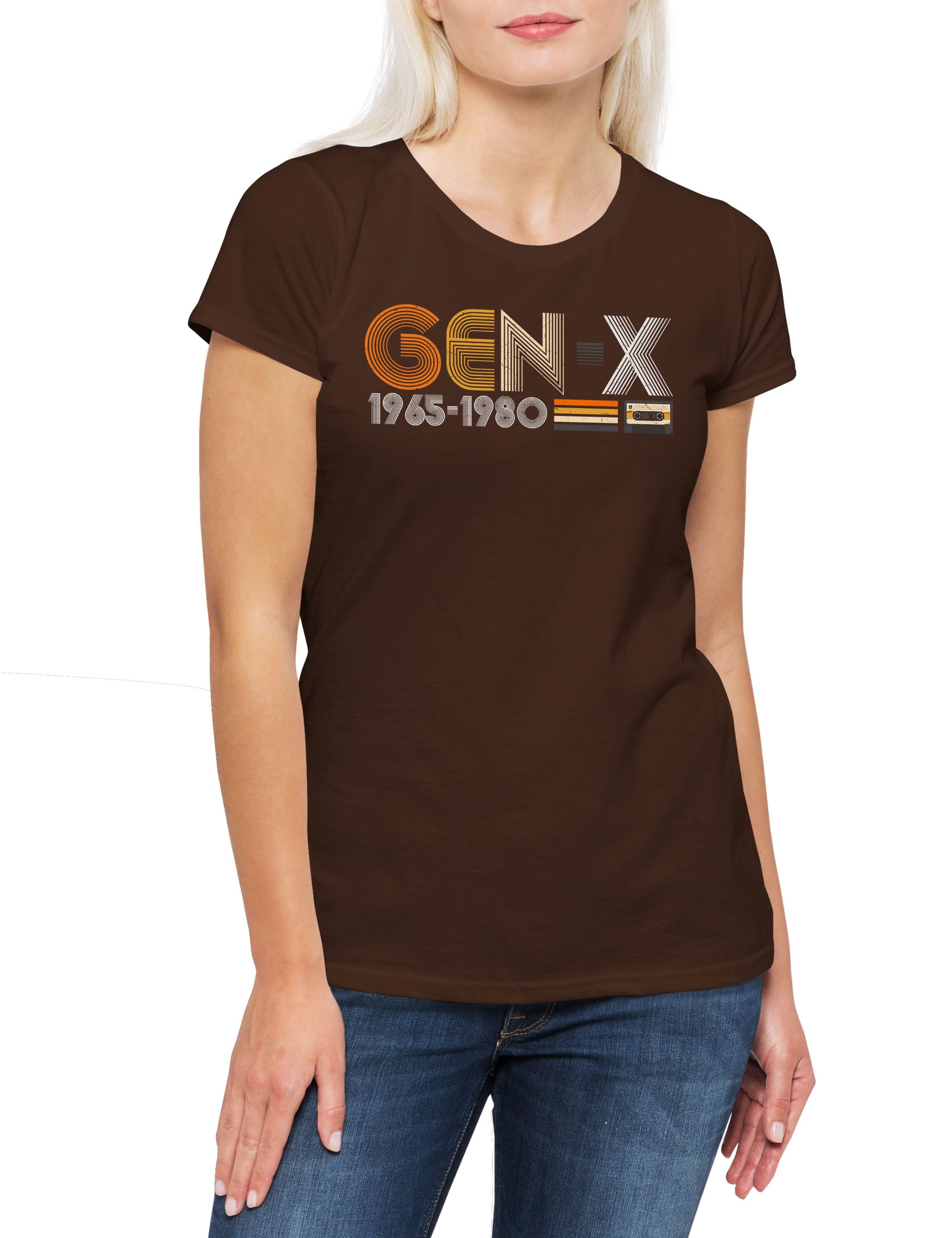 Print-Shirt Gen-X Damen T-Shirt Generation X Retro Vintage MC VHS 70s 80s Tape