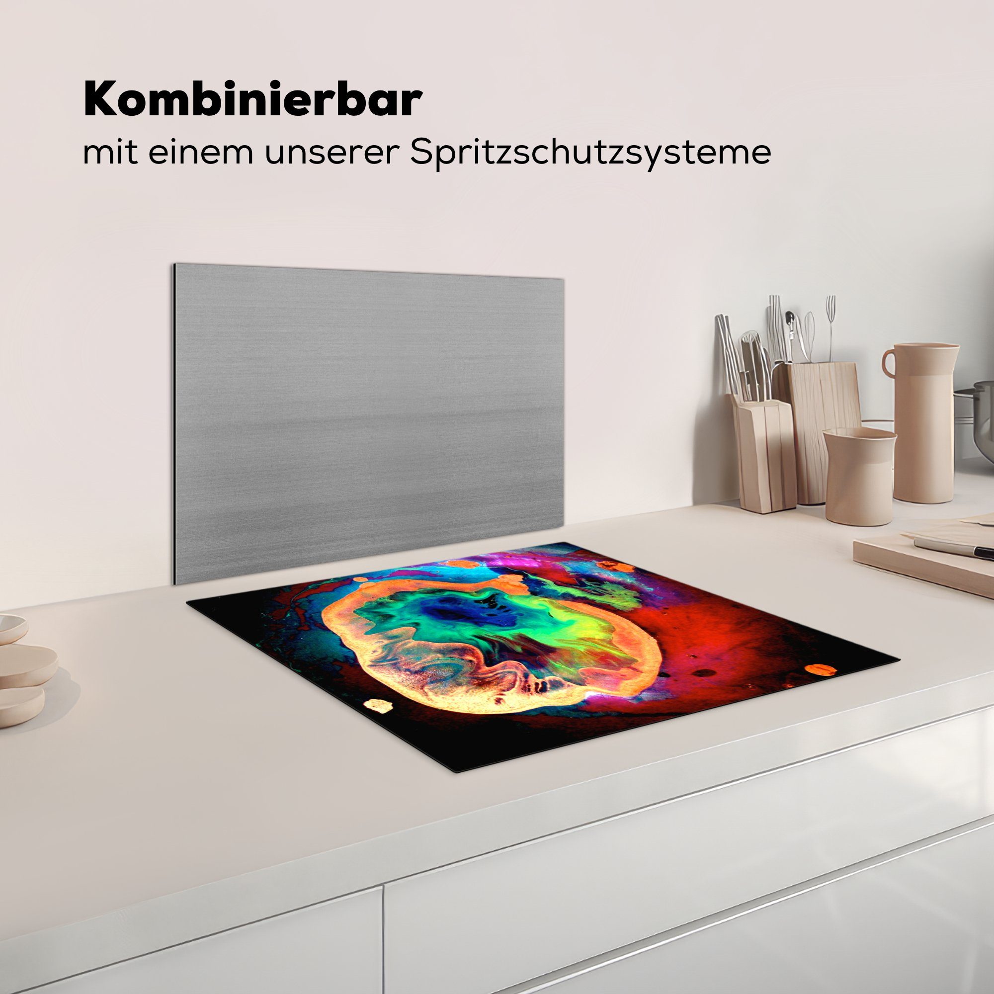 cm, Mobile Herdblende-/Abdeckplatte Ceranfeldabdeckung und Farbe, Arbeitsfläche 60x52 Vinyl, MuchoWow nutzbar, (1 tlg), Tinte