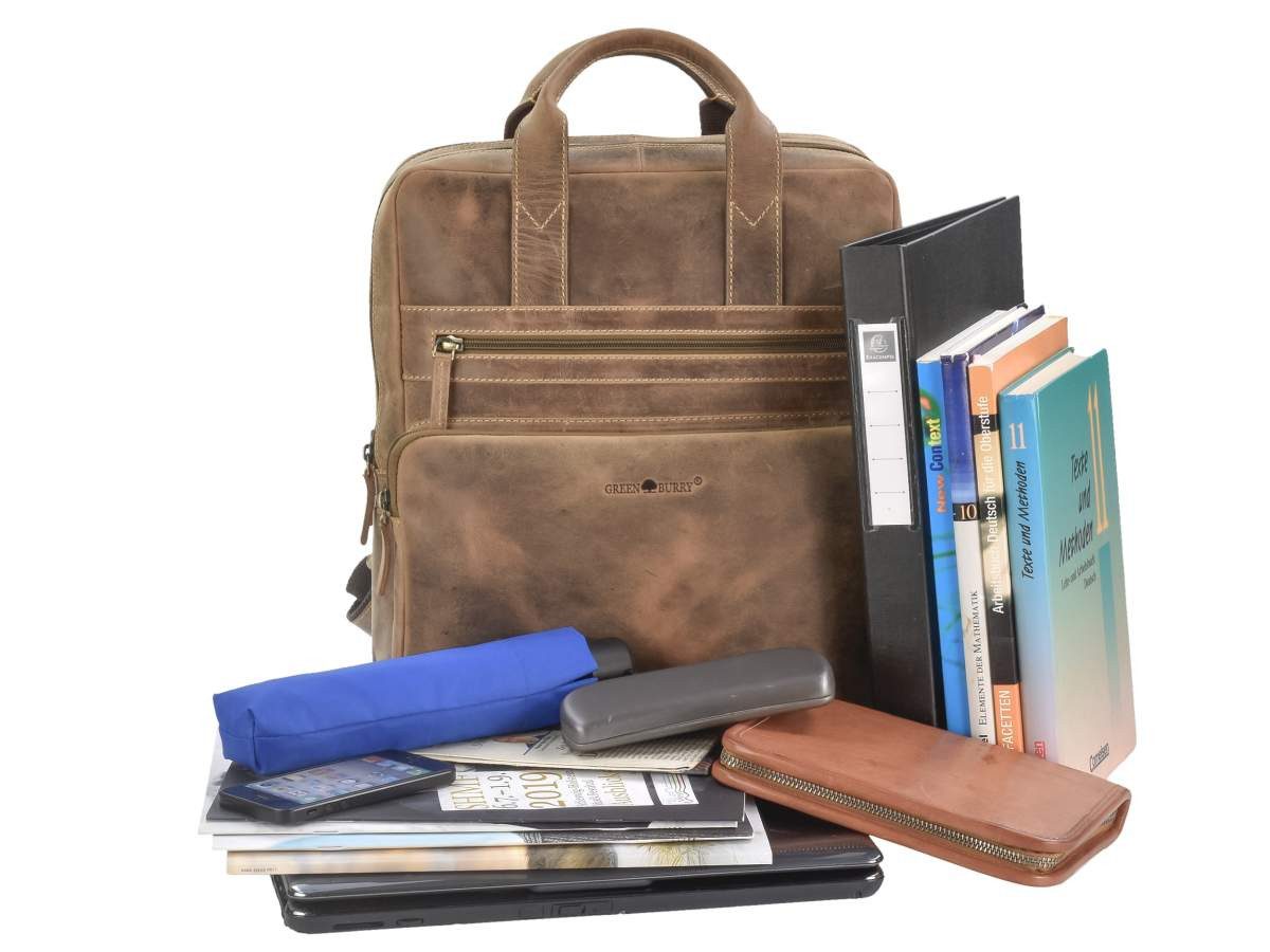 Greenburry Notebookrucksack "Vintage" Leder, Rucksack, Freizeitrucksack, 30x36cm, Business mit Notebookfach
