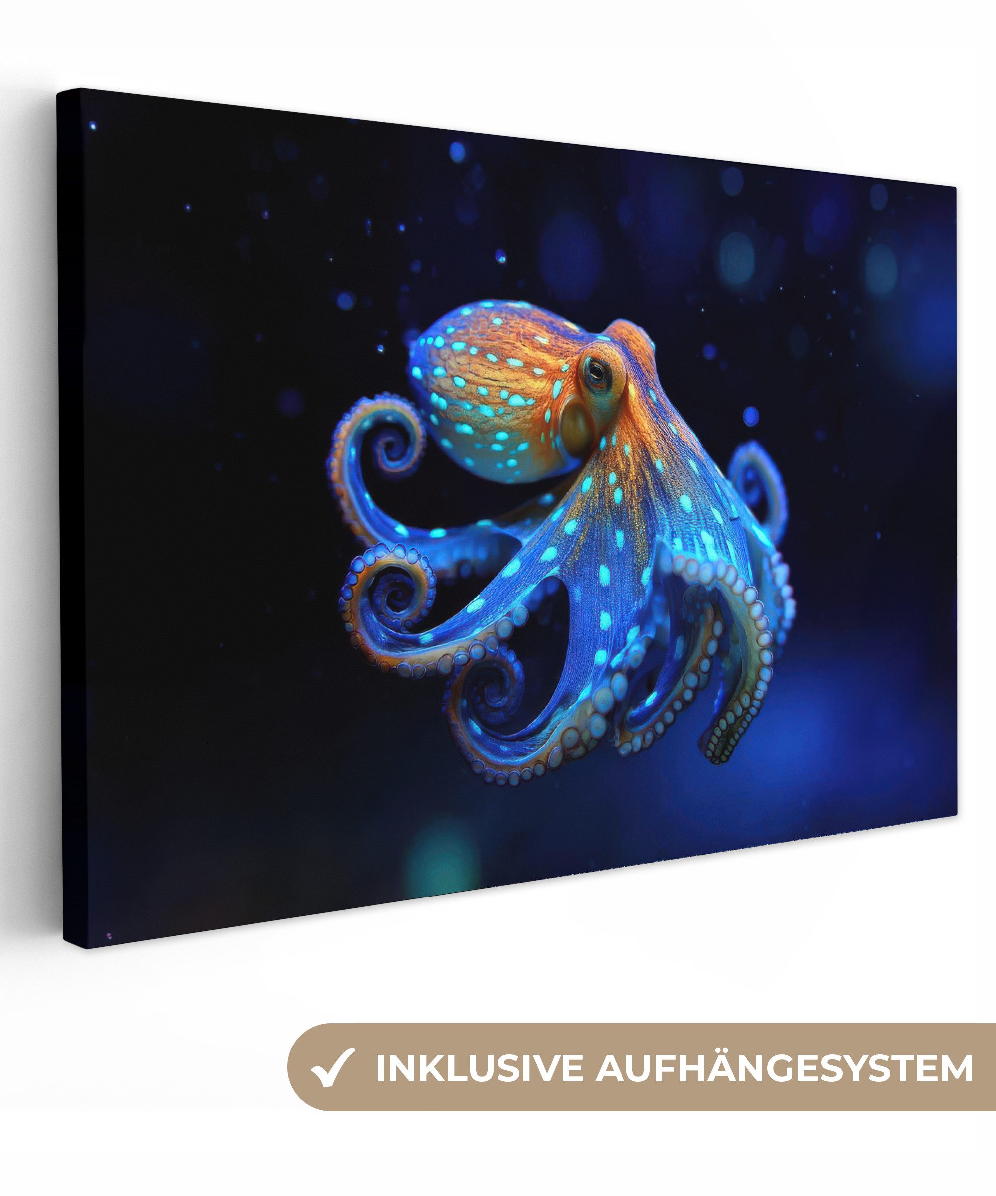 OneMillionCanvasses® Leinwandbild Oktopus - Punkte - Blau - Meer, Fotodruck günstig online kaufen