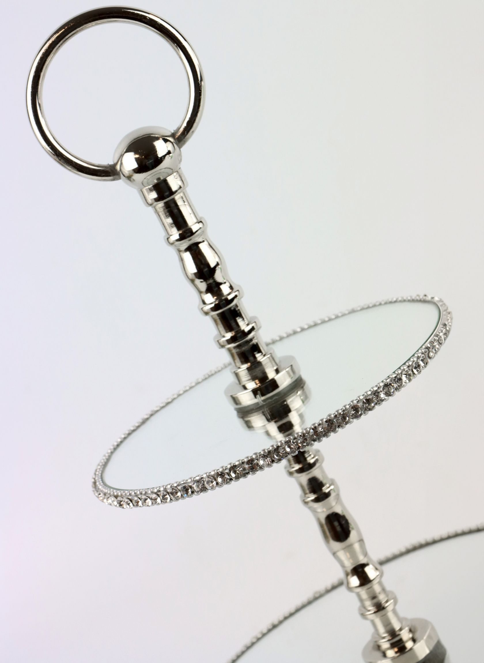 FURNARO Etagere CRISTALLO, Eisen vernickelt, Glas, Strass, mit Strassrand aus Glas und vernickelten Eisen ca. 26cm