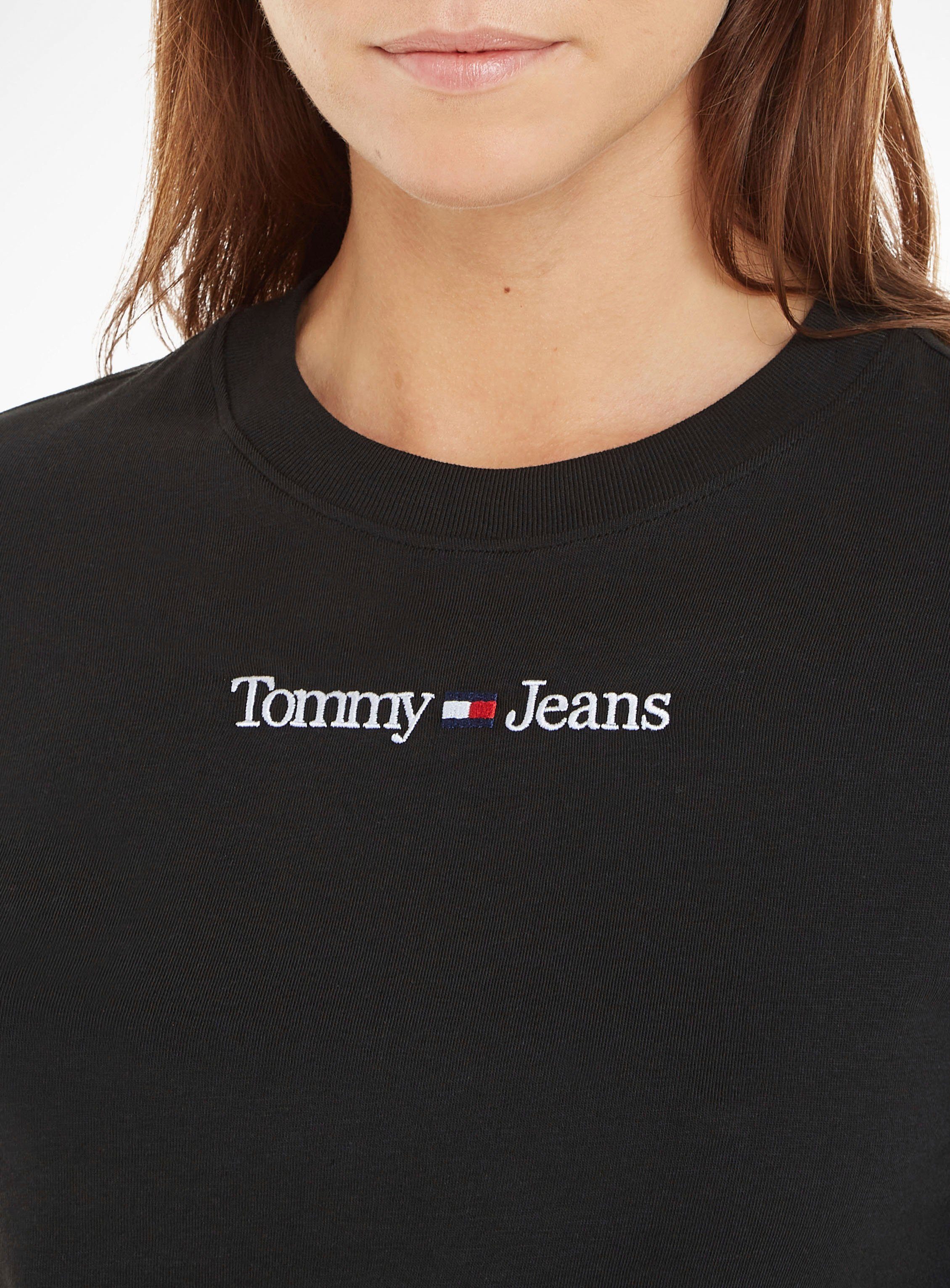 schwarz mit TJW Langarmshirt Logo-Schriftzug gesticktem LINEAR Jeans Tommy SERIF Tommy BABY LS Jeans