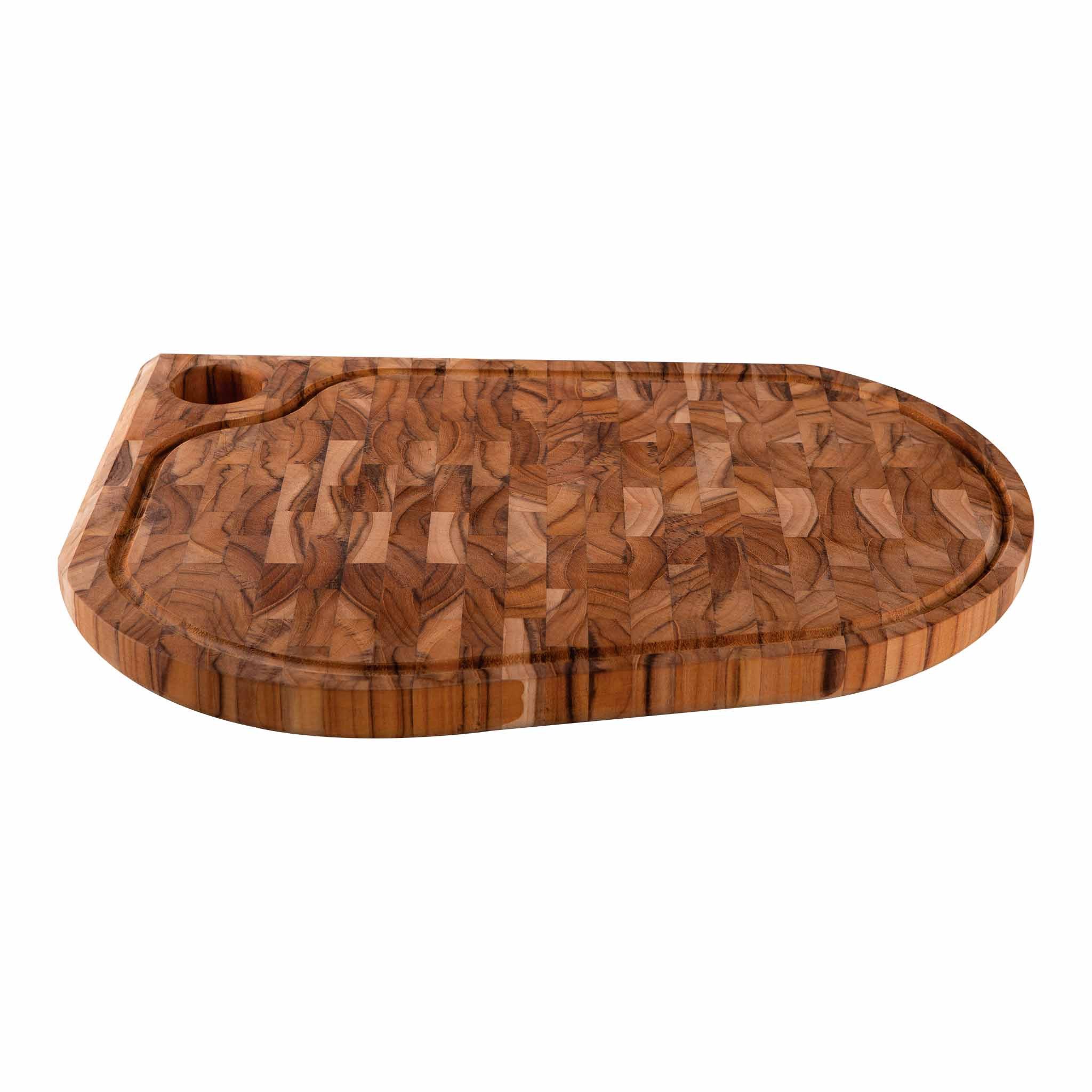 Tramontina Schneidebrett FOLIUM - FSC-zertifiziertes Teakholz, Stirnholz, Saftrille, Teak, 45 x 33 cm, praktische Saftrille, klingenschonend