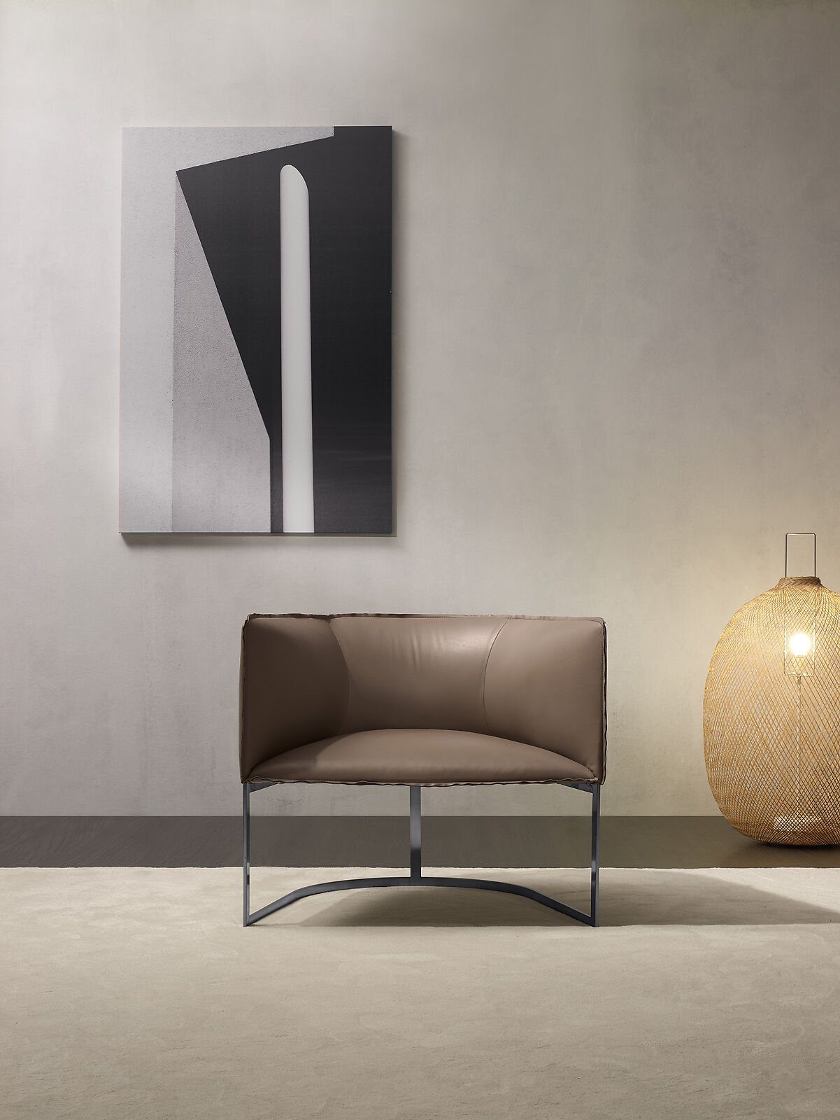 JVmoebel Sessel Luxus Design Möbel Grau Prianera Stil Design Leder Sessel Wohnzimmer