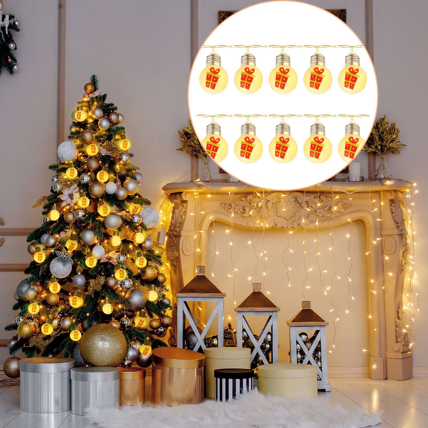 Weihnachtsdeko Salcar Licht LED-Lichterkette Licht Kugel LED-Licht Dekoratives