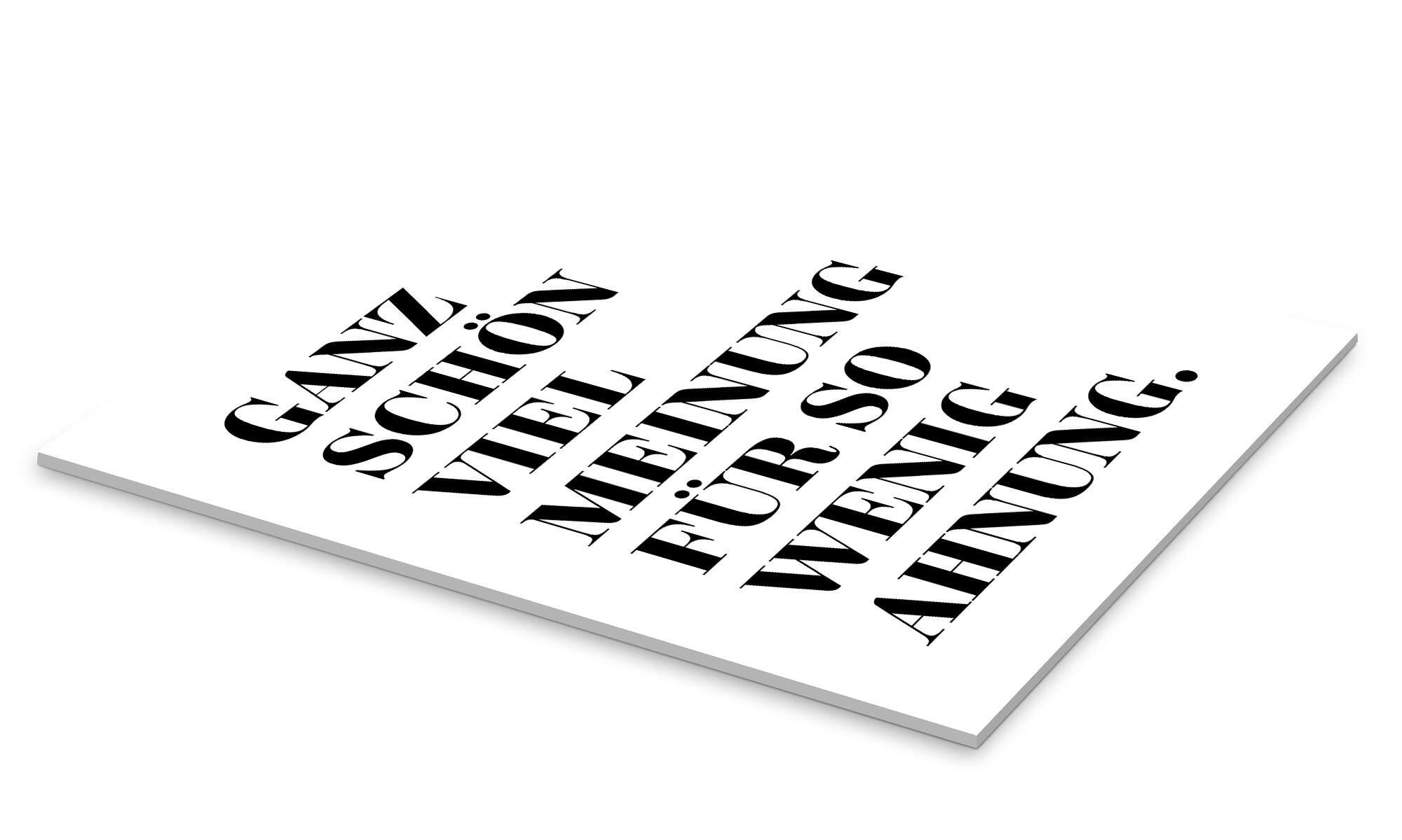 Posterlounge Wandbild Ganz schön viel Meinung für so wenig Ahnung., Typobox, erhältlich als Poster, Leinwandbild, Wandsticker oder Acrylglasbild