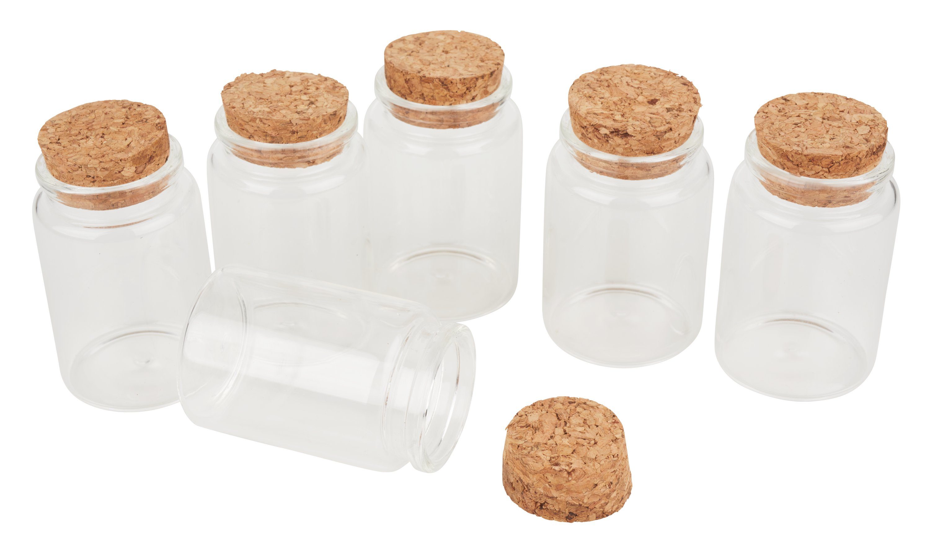 VBS Trinkflasche Glasfläschchen mit Korken, 6 Stück