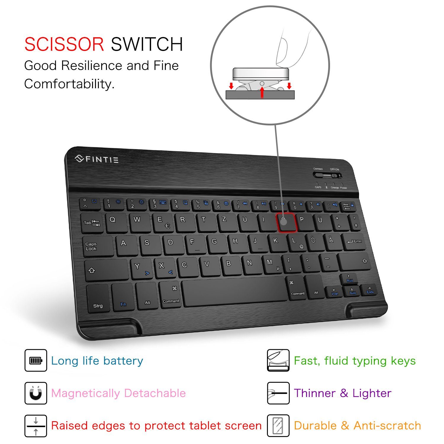 Fintie Tablet-Hülle für iPad 9.7 2018 (6. Gen) mit magnetisch QWERTZ Bluetooth Tastatur, Soft TPU Rückseite Gehäuse Keyboard Case mit eingebautem Pencil Halter – Bild 5 von 5