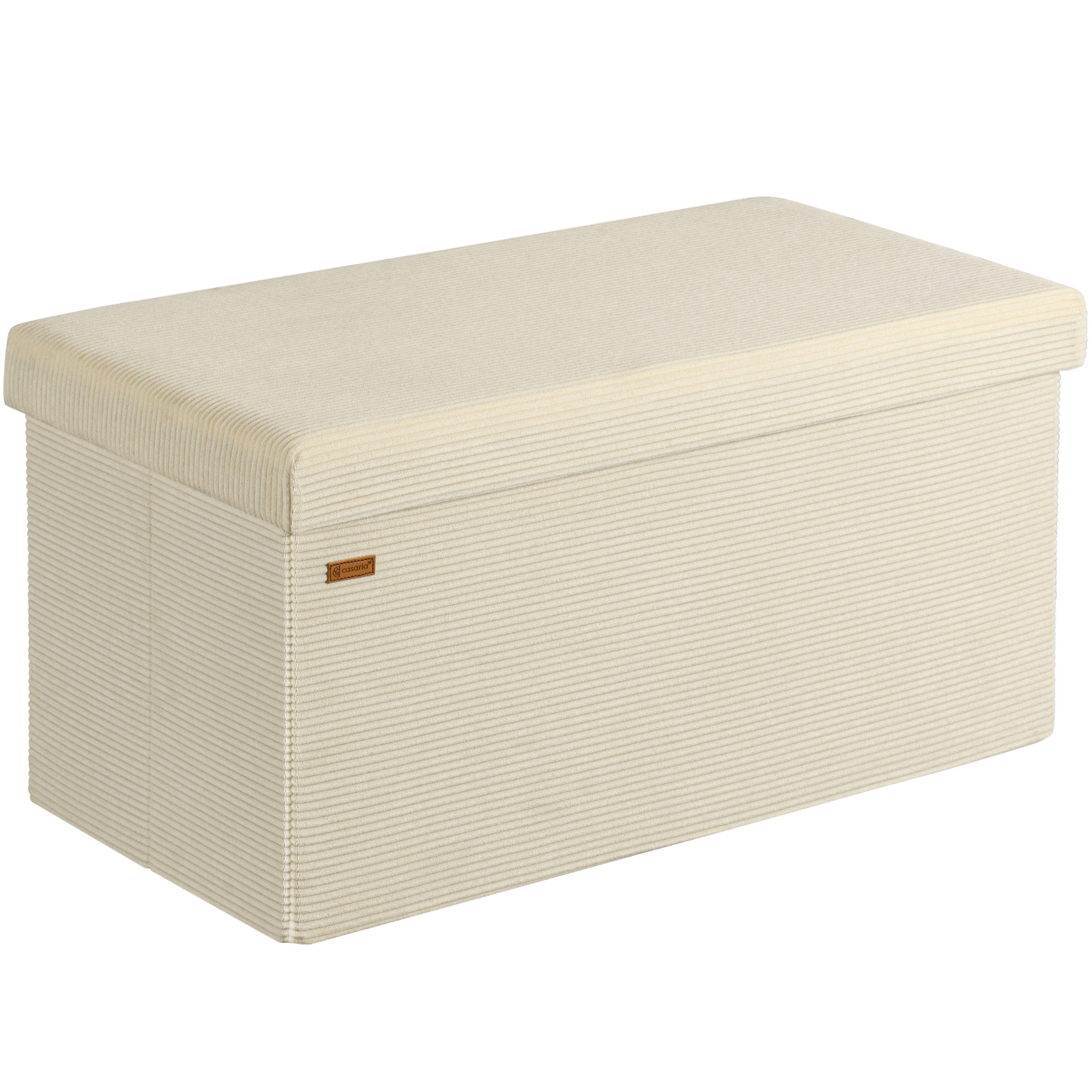 Casaria Sitzbank, Cord Beige Faltbar 76x38cm 300kg Belastbarkeit Wohnzimmer Schlafzimmer
