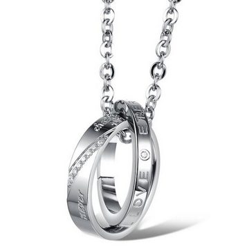 Kim Johanson Schmuckset Ring Silber, mit Zirkonia, Partnerketten: 2 Ketten mit Anhänger