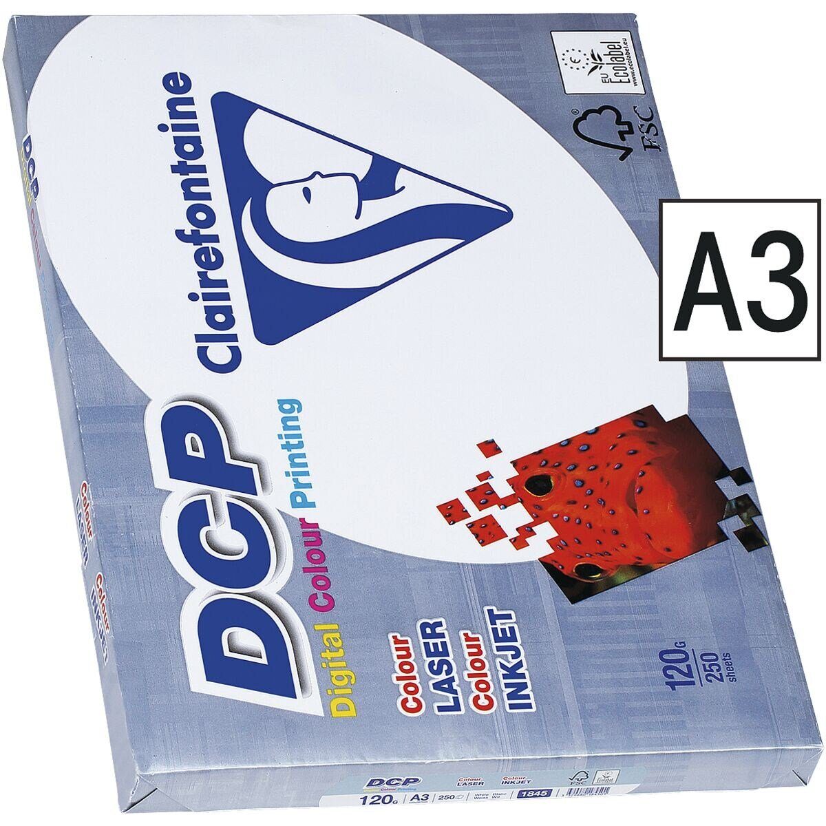 DCP, 172 CIE, Farblaser-Druckerpapier A3, 250 120 DIN Blatt CLAIREFONTAINE g/m², Format
