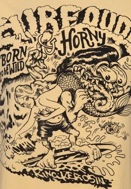 KingKerosin Print-Shirt Mermaid Monster (1-tlg) mit ausgefallenem Front Print im Vintage "Artwork-Monster" Stil