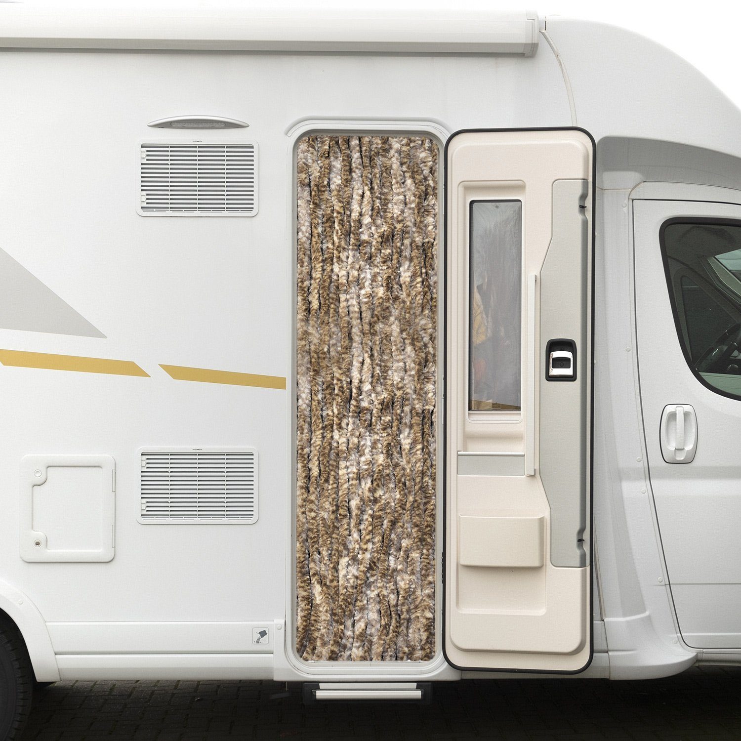 Türvorhang Flauschvorhang 56 x 185 cm braun beige meliert