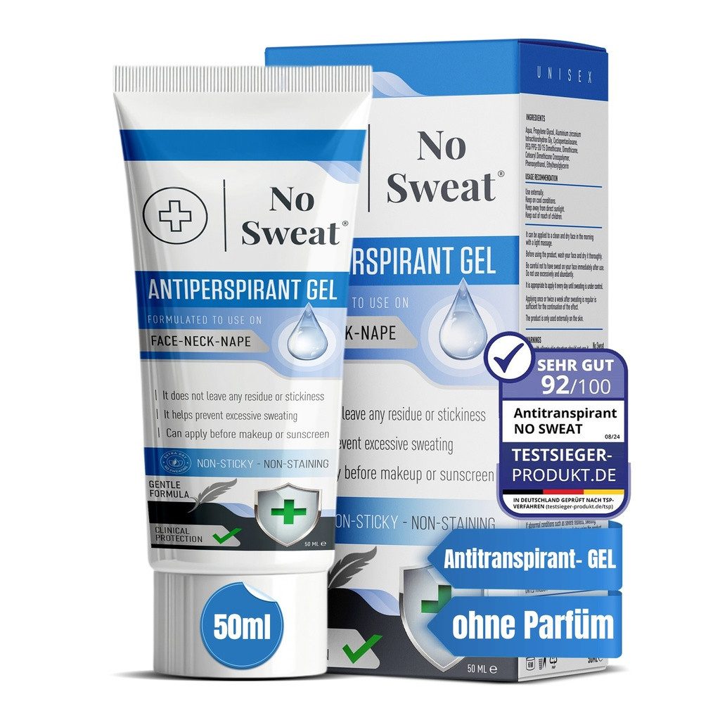 No Sweat Deo-Spray No Sweat Antitranspirant Gel 50ml – Stark gegen Schwitzen im Gesicht, 1-tlg.
