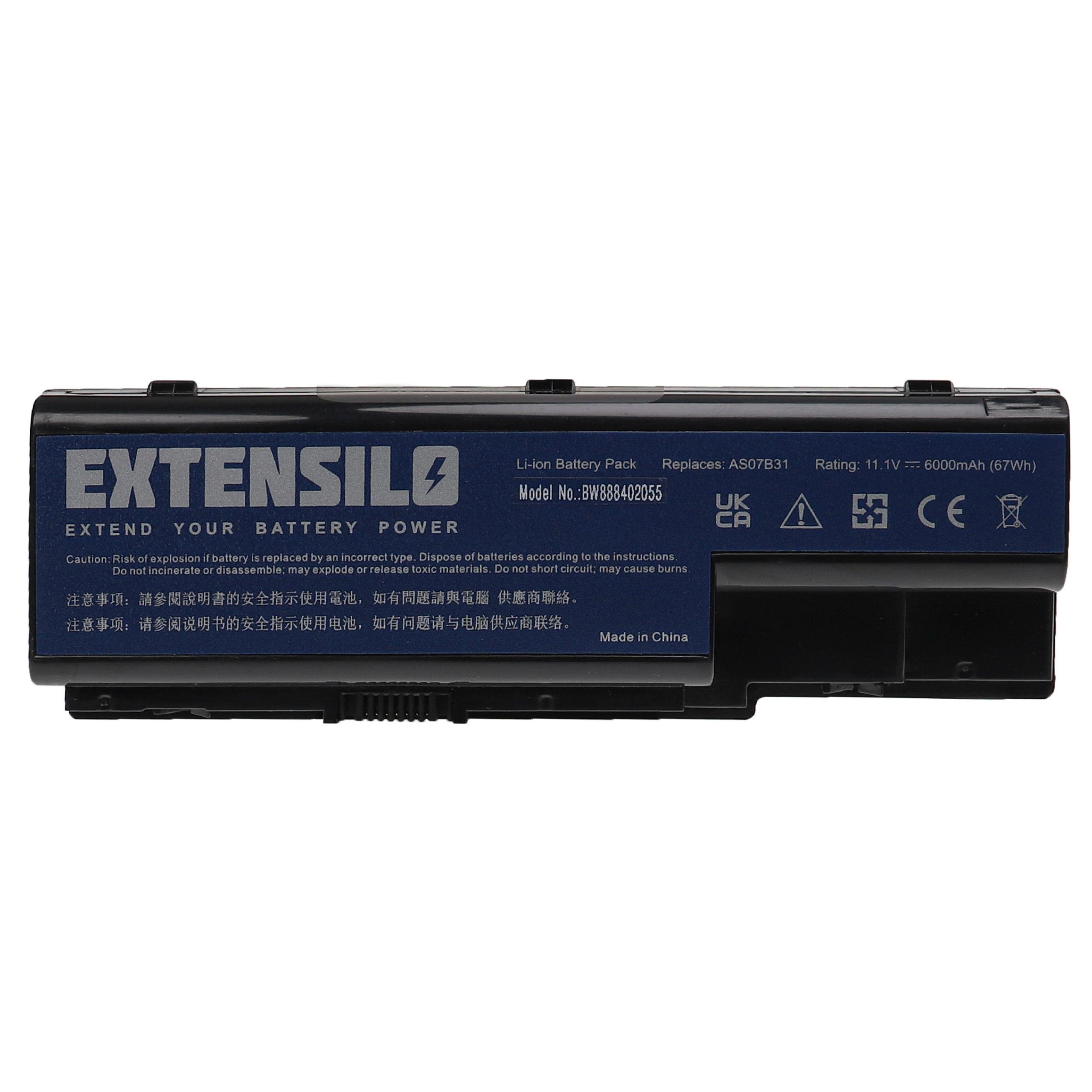 Extensilo passend für Acer Aspire 8920G-934G64Bn, 8920Gm, AS5720-4230, Laptop-Akku 6000 mAh