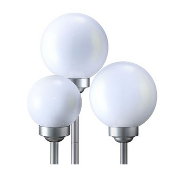 etc-shop LED Gartenleuchte, LED-Leuchtmittel fest verbaut, 3er Set LED Solar Steck Deko Leuchte Kugeln IP44 Lampe weiß 8hrs