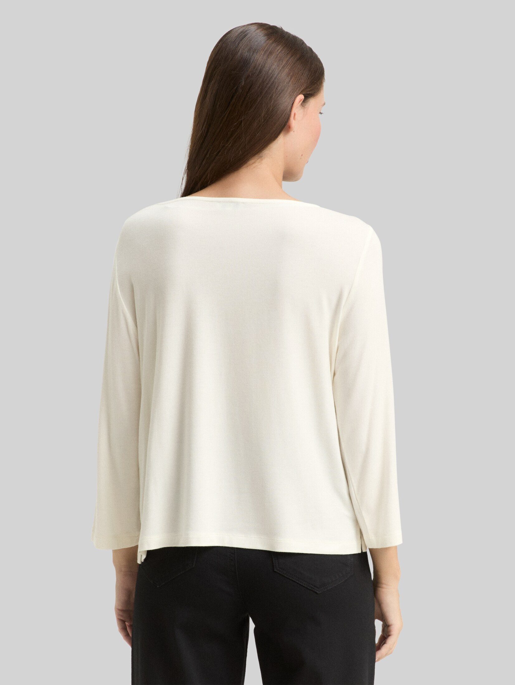 TOM TAILOR 3/4-Arm-Shirt T-Shirt Langarmshirt mit Wasserfallkragen