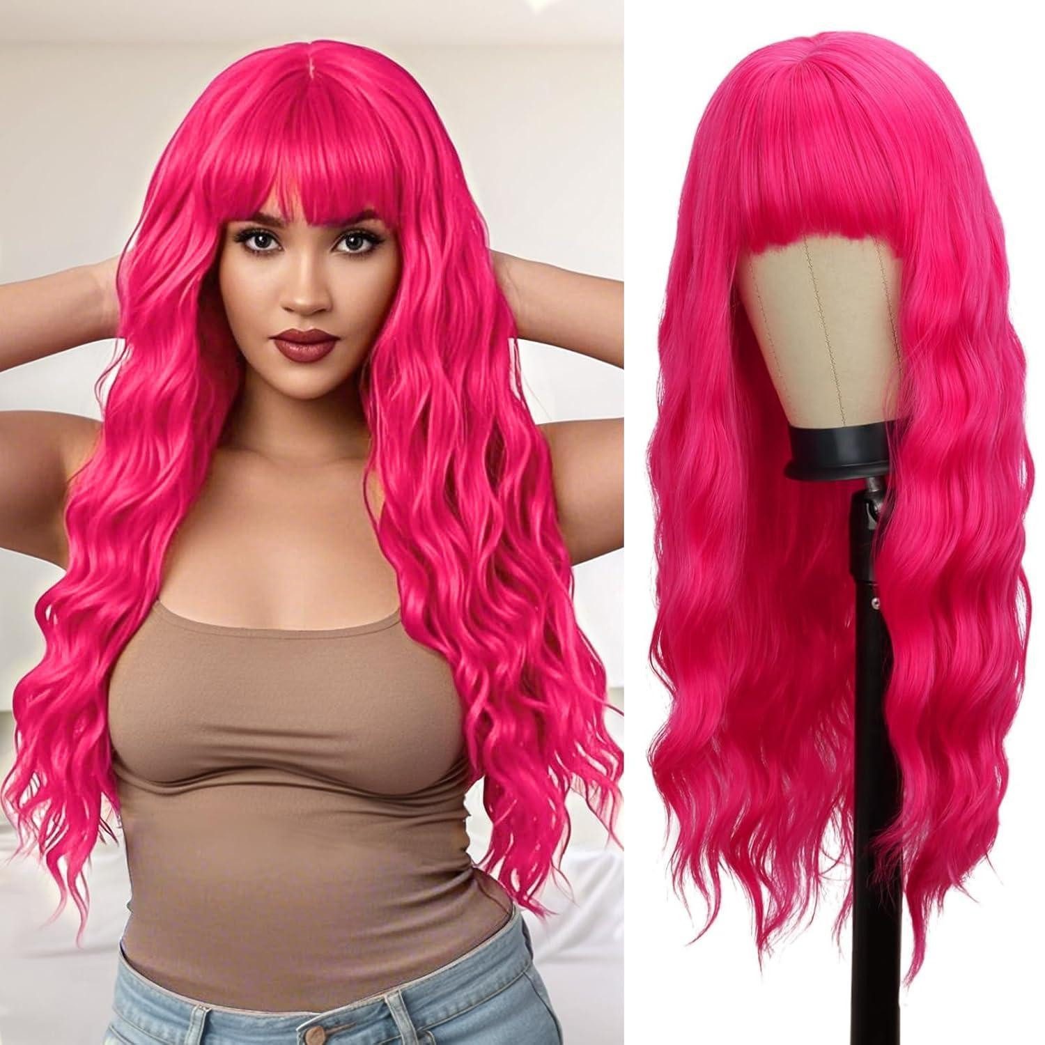 LuxusKollektion Kostüm-Perücke Perücke Damen Lang Lockig Orange Rot Pony Cosplay Heißes Rosa