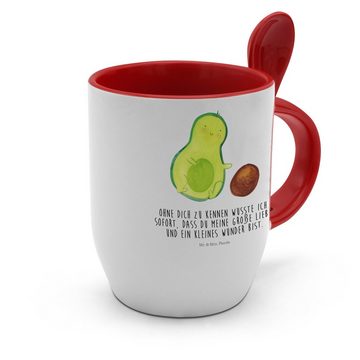 Mr. & Mrs. Panda Tasse Avocado Kern rollt - Weiß - Geschenk, Schwanger, Babyparty, glücklich, Keramik, Farbiger Löffel