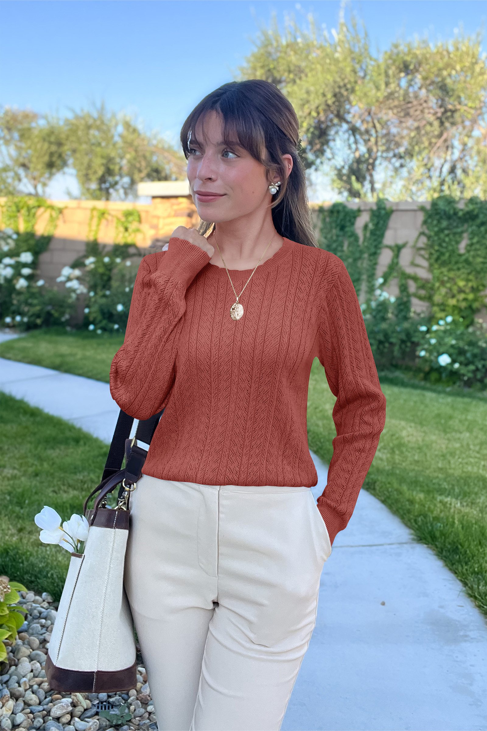 Arach&Cloz Strickpullover Damen Pullover Langarm Strickpullover Lässige Blu günstig online kaufen