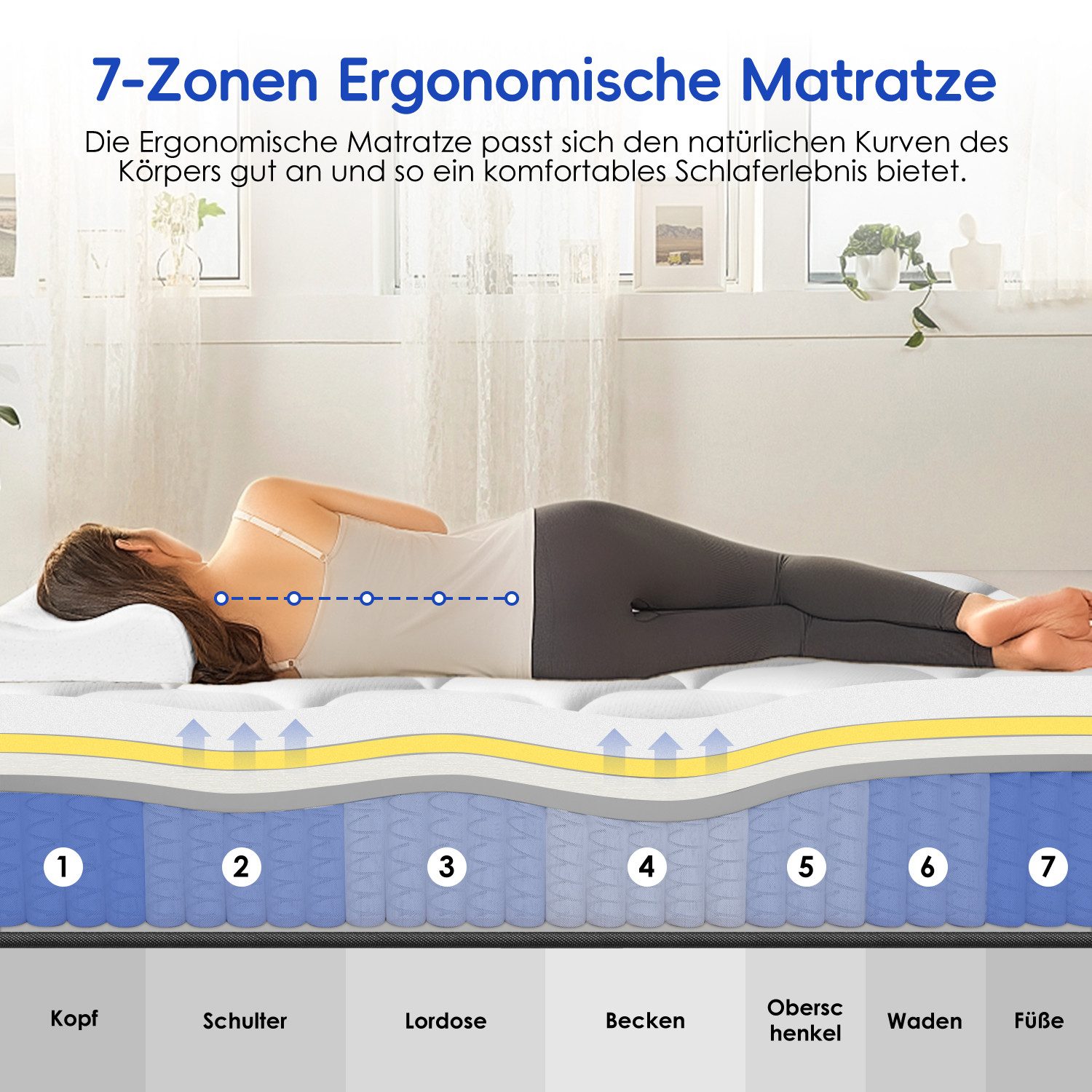 Taschenfederkernmatratze Matratze,7 Zone Federkernmatratze,Matratze 90x200/ günstig online kaufen