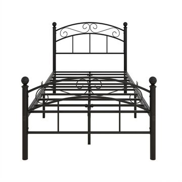 WISHDOR Metallbett Metallbett Einzelbett Bett mit Lattenrost ohne Matratze (90x190cm Schwarz), mit Lattenrost, Elegantes schwarz, für Schlafzimmer Kinderzimmer