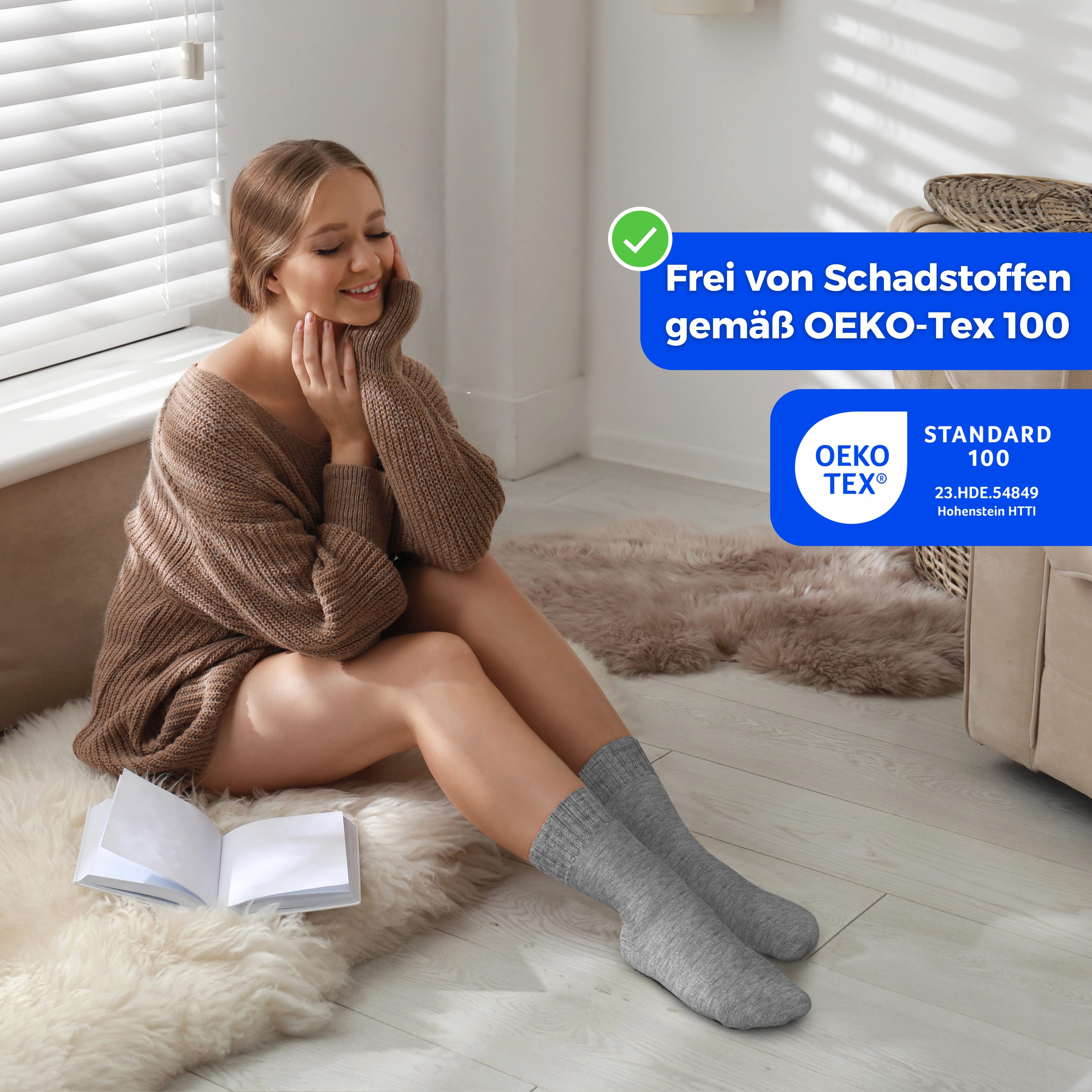 MEDOLY ABS-Socken Stoppersocken mit Wolle (2 Paar) Thermo Wintersocken für Damen & Herren mit Vollfrottee – Bild 4 von 5