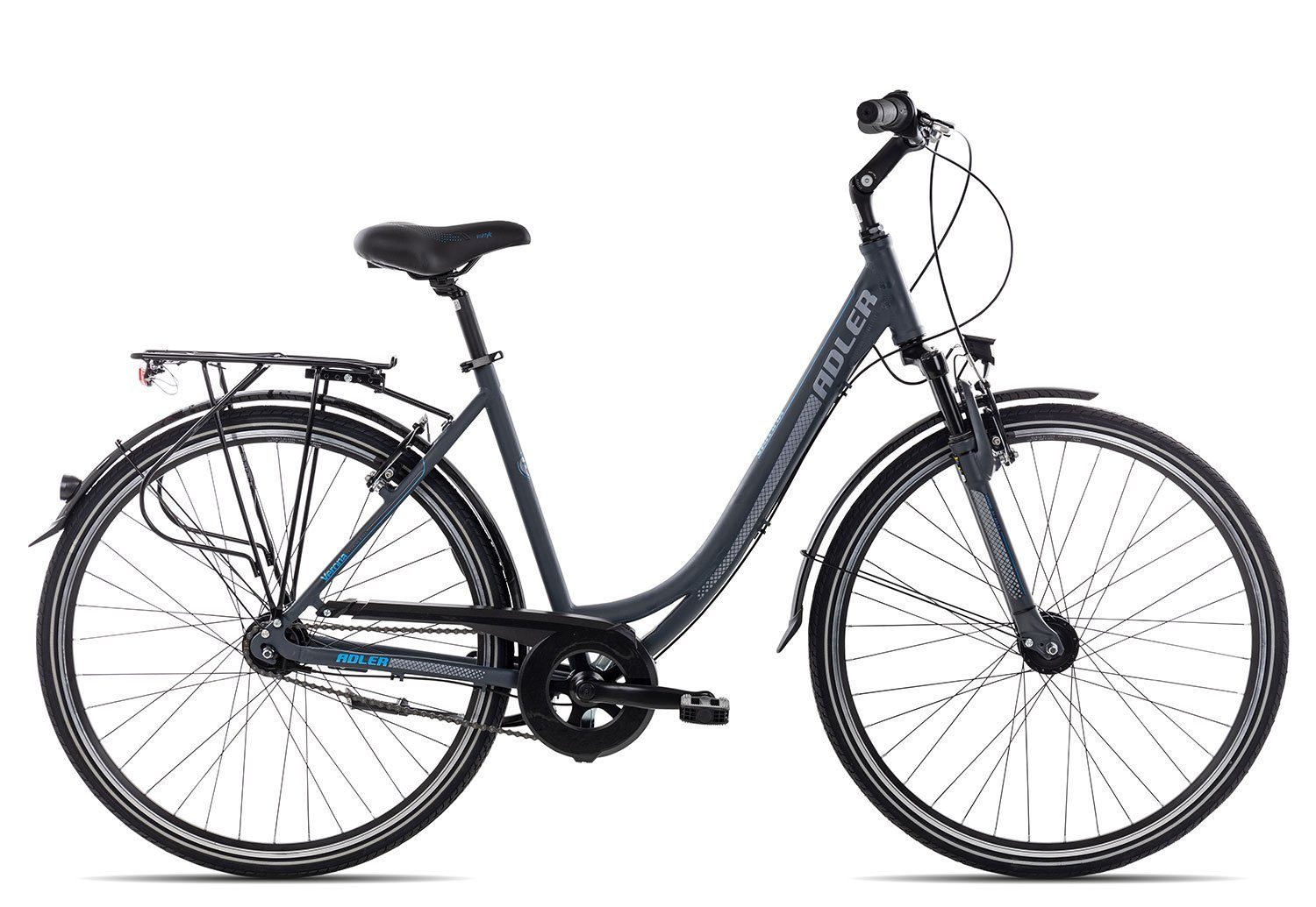 Adler Cityrad Verona Nexus Wave, 7 Gang Shimano Nexus 7 Rücktritt Schaltwerk, Citybike schwarz/grau darkgrey matt/grey blue | Citybikes