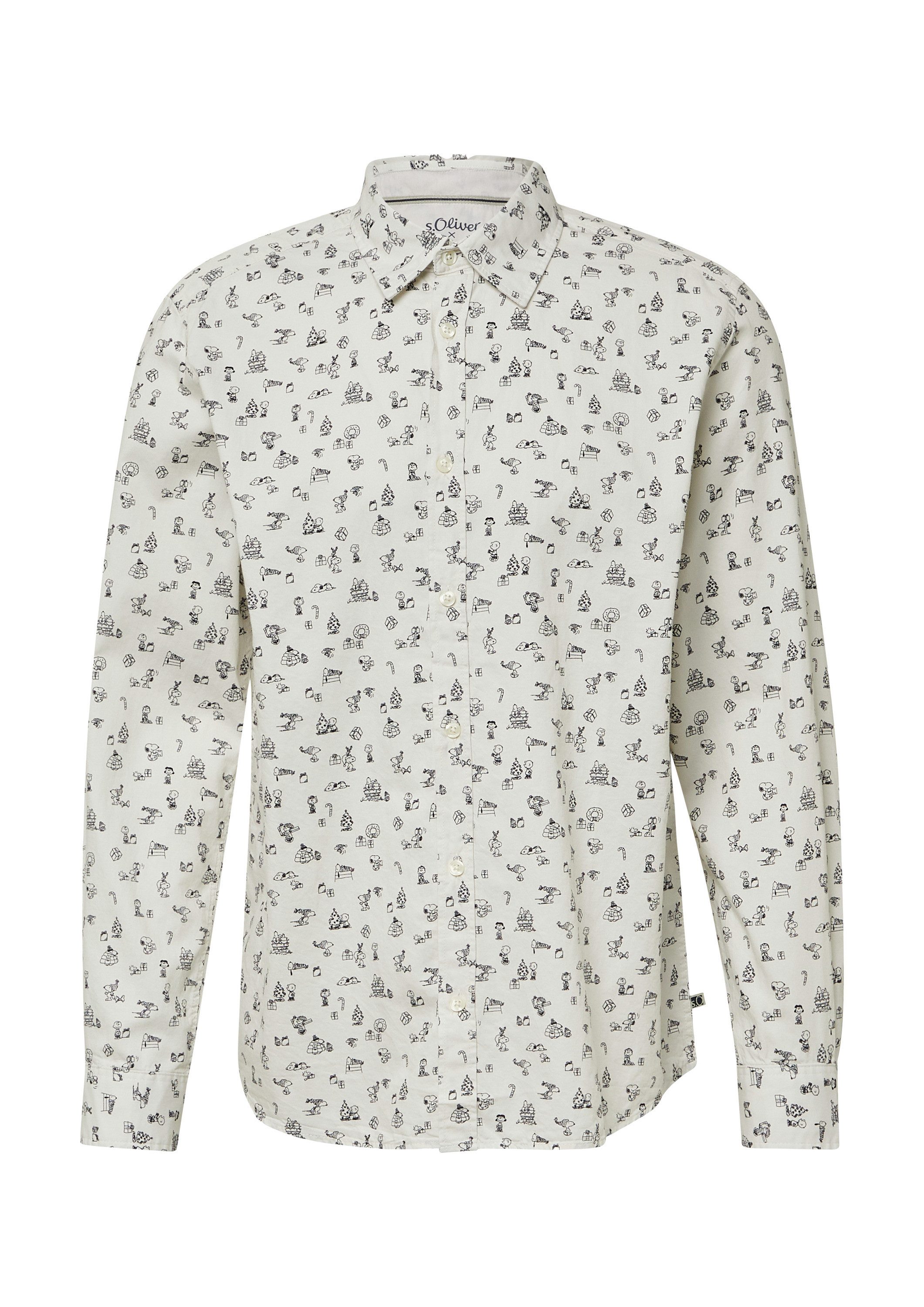 s.Oliver Langarmhemd Hemd Regular Fit: Hemd mit Peanuts®-Motiv günstig online kaufen