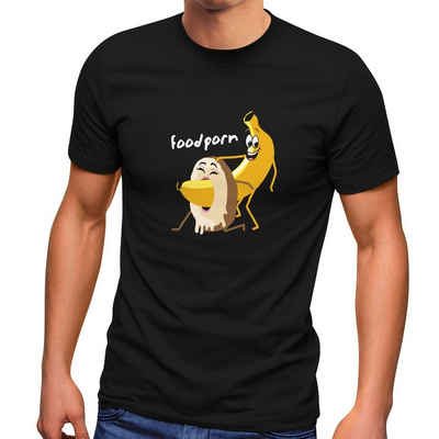 MoonWorks Print-Shirt »Herren T-Shirt Funshirt Food Porn Motiv Spruch lustig Banane Schokolade Donut Baumwolle bedruckt Moonworks®« mit Print