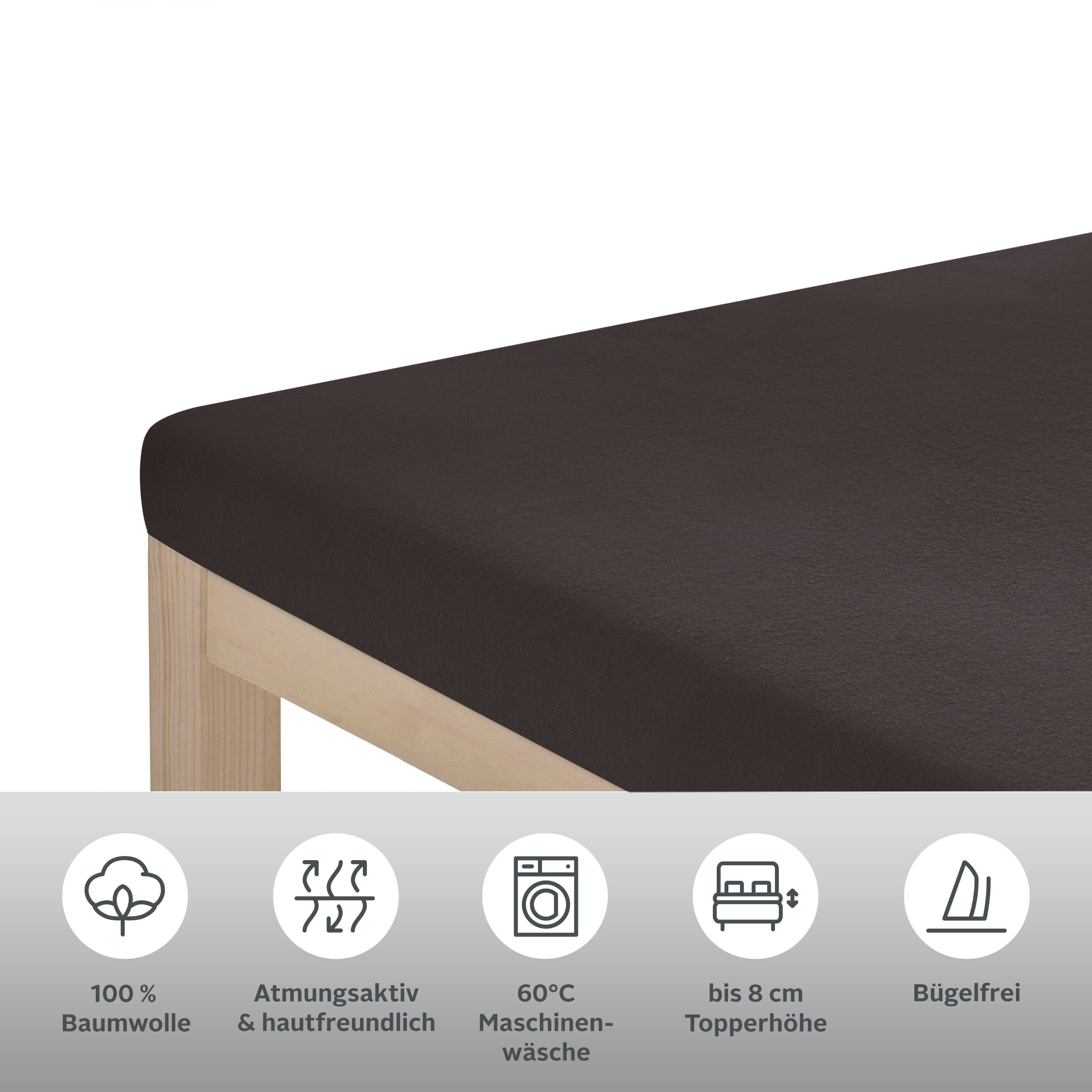 OTTO home Spannbettlaken Topper Basic, in Gr. 90x200, 140x200 oder 180x200 cm, Baumwoll-Jersey, Gummizug: rundum, (1 Stück), Baumwolle, Matratzen bis 8 cm Höhe, Bettlaken, Spannbetttuch, Laken