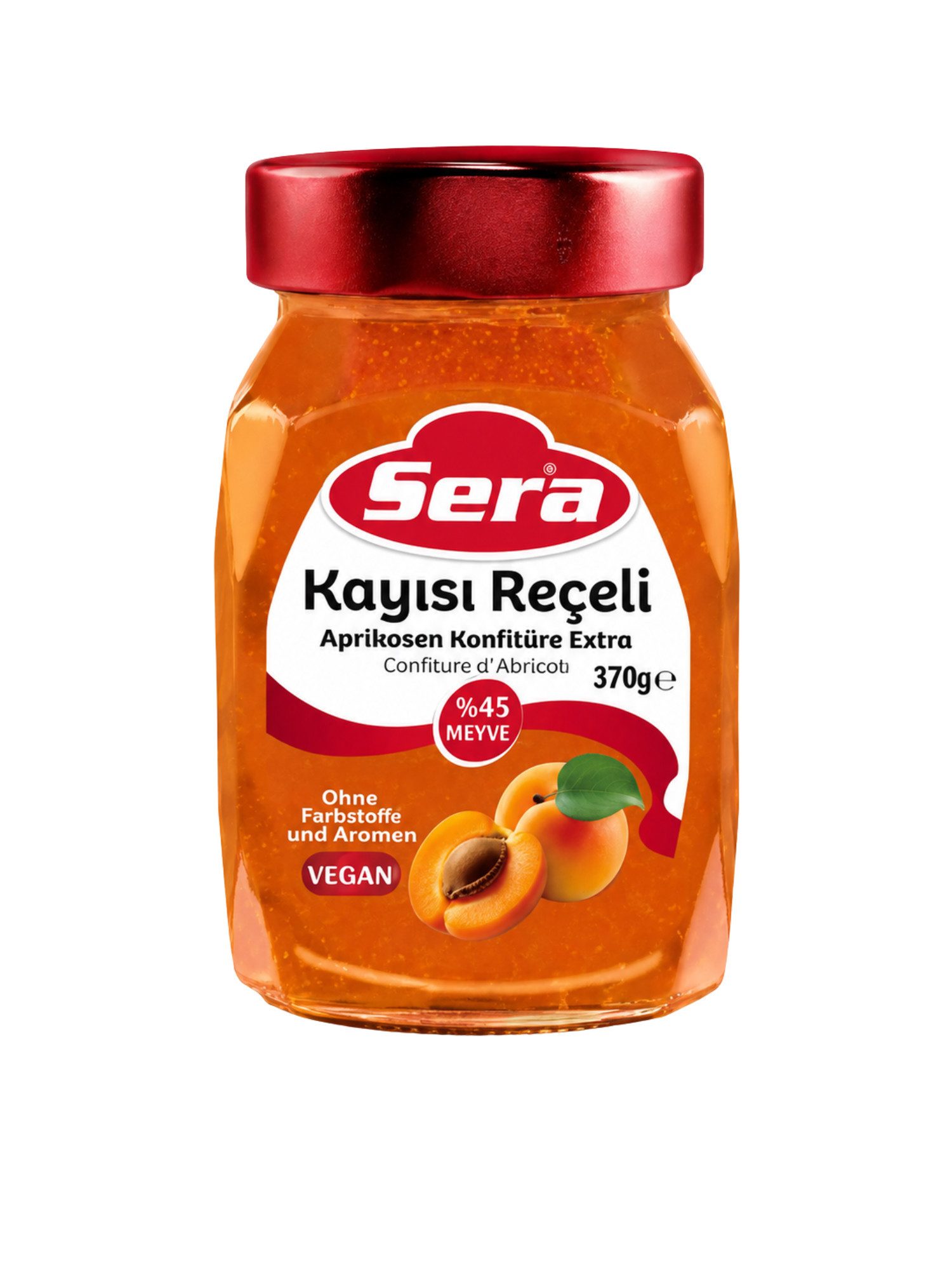 SERA FOOD Saucen Aprikosen-Konfitüre Extra 370 g – fruchtiger Brotaufstrich, 1 x 370 g, 1 St., 45 % Fruchtanteil, Premium Qualität