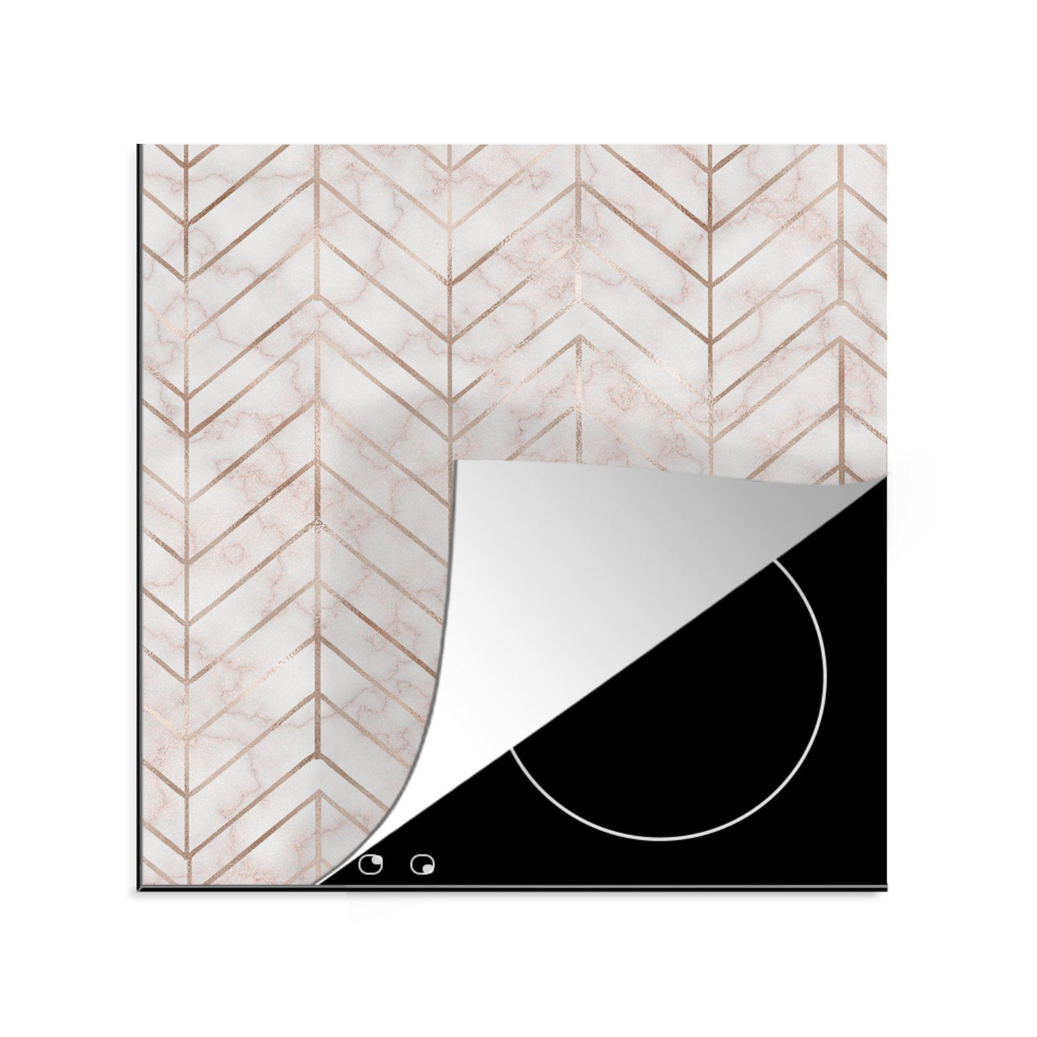 Muster küche tlg), Luxus Arbeitsplatte - Vinyl, Ceranfeldabdeckung, MuchoWow (1 Marmor, - Herdblende-/Abdeckplatte 78x78 für cm,