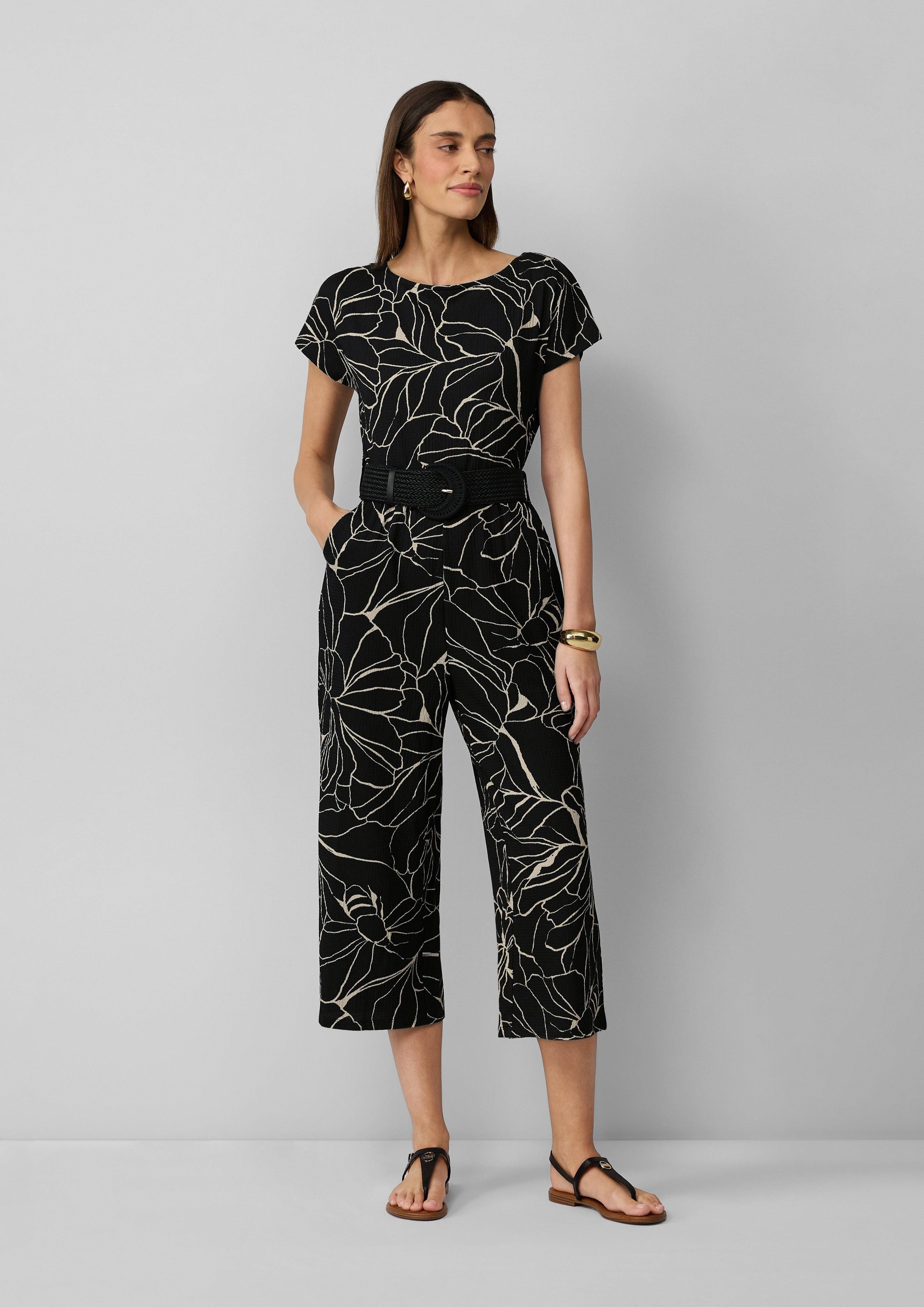 s.Oliver BLACK LABEL Overall Jumpsuit in Culotte-Länge mit Flechtgürtel