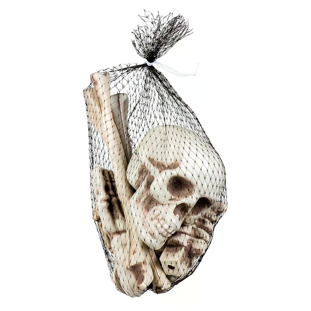Boland Kostüm Satz Totenkopf und Knochen 12-teilig 23 cm Halloween Deko Set Party, Knochen bis zu 23 cm groß für realistische Optik
