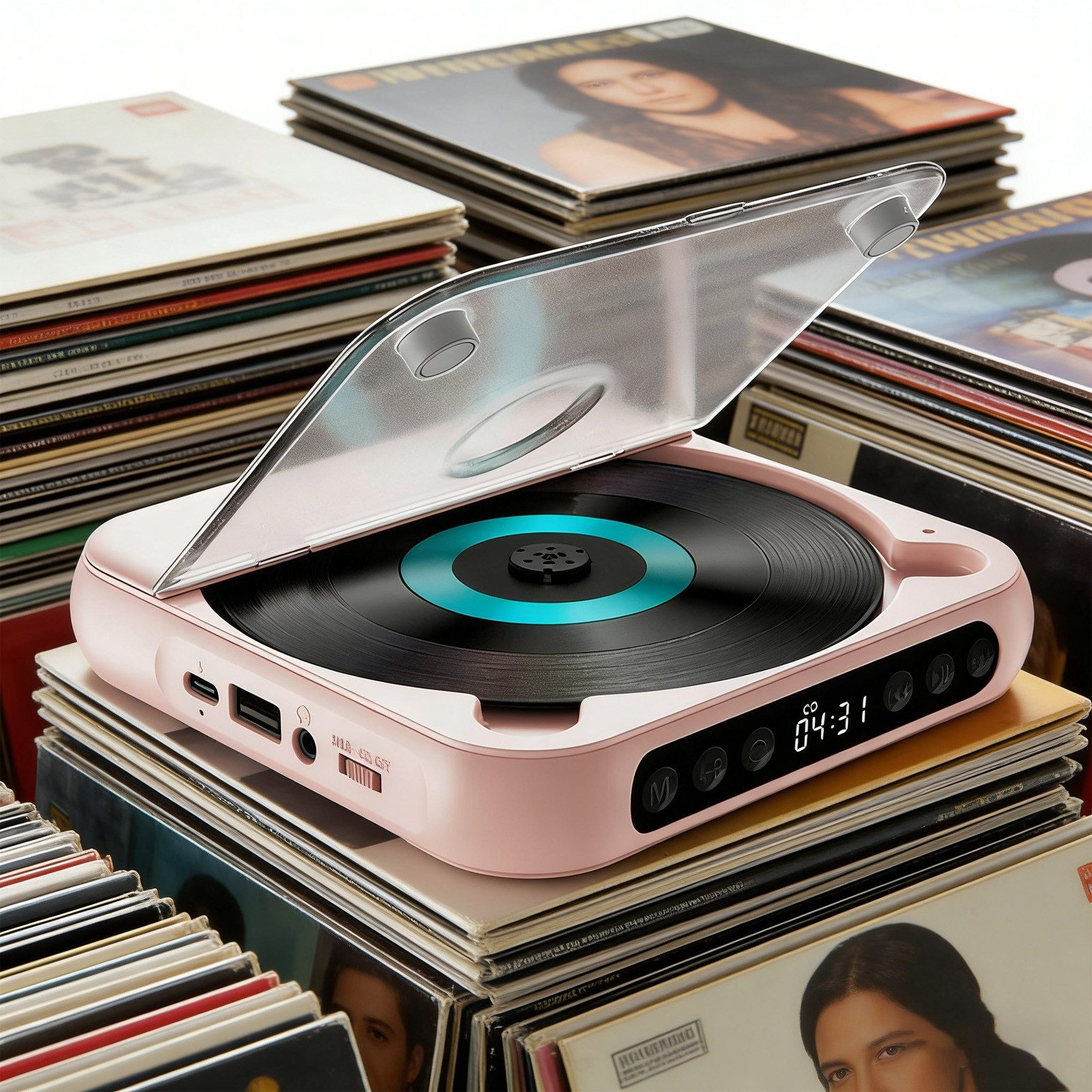 REDOM Tragbarer CD-Player mit Bluetooth mobiler Musikplayer CD-Player (kompatibel mit MP3-Dateien und verschiedenen CD-Formaten, mit Typ-C-Ladeanschluss CD- und USB-Wiedergabe)