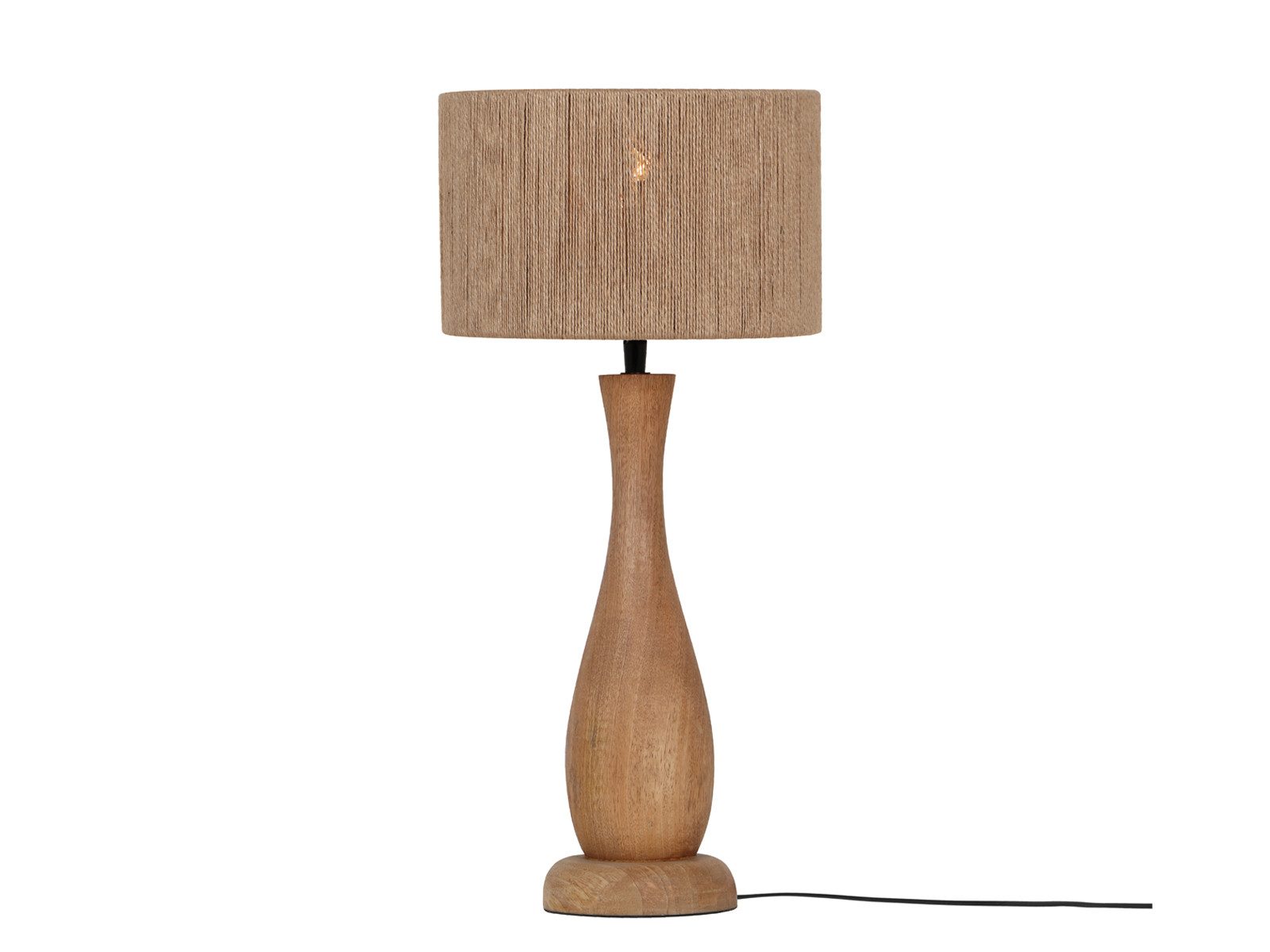 TRIO Leuchten LED Nachttischlampe, Dimmfunktion, LED wechselbar, warmweiß, groß-e Boho Tischlampe besondere Holz-lampe mit Holzfuß, Höhe 54cm