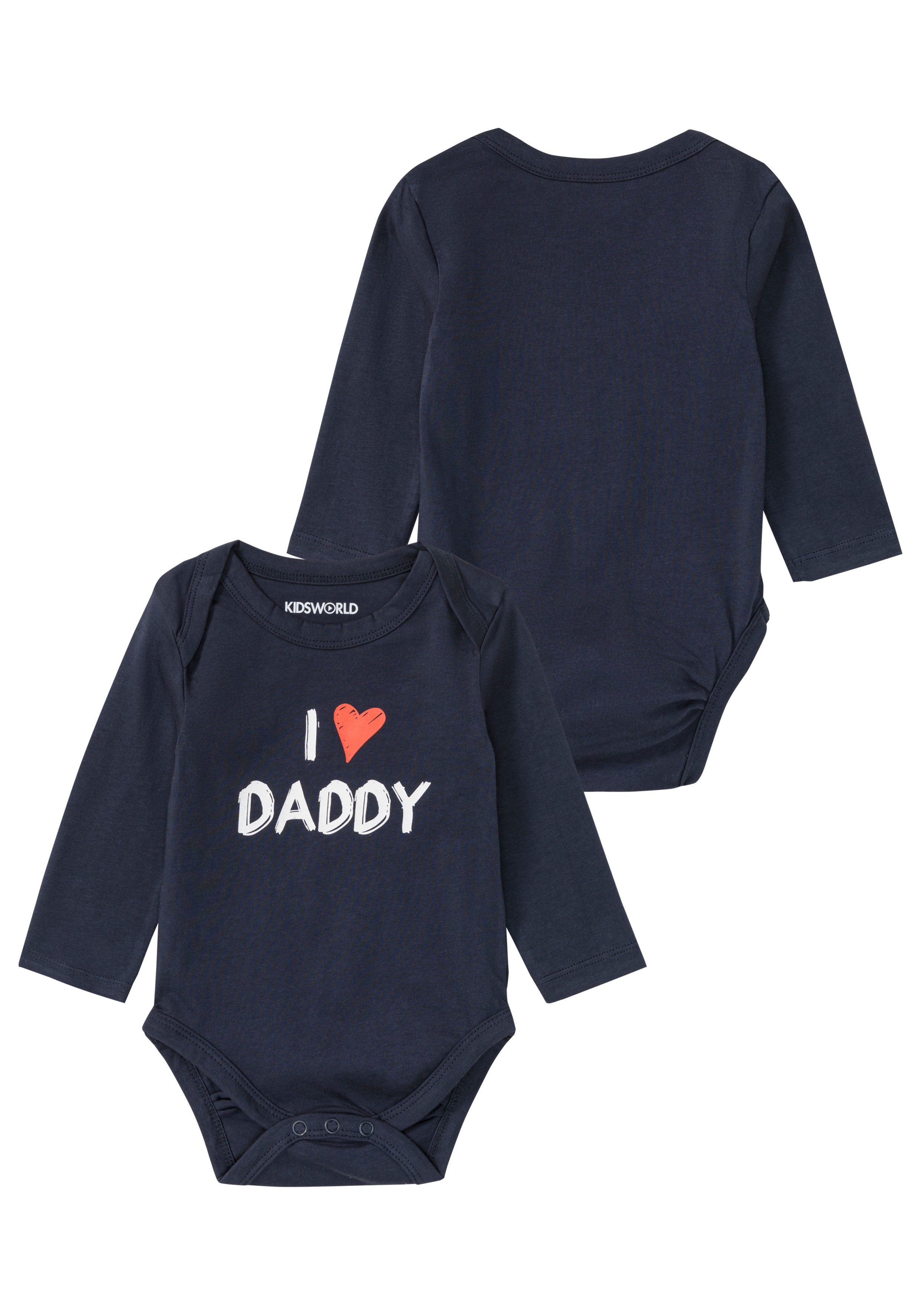 KIDSWORLD Langarmbody 2er Pack Baby-Body Sprüche, Mummy&Daddy (Packung, 2-tlg., 2) aus Bio-Baumwolle
