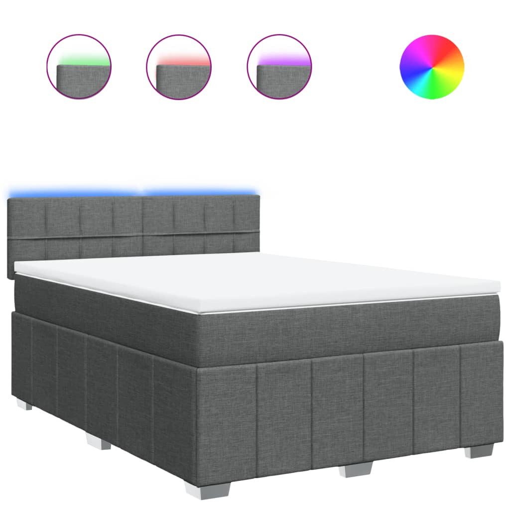 vidaXL Bett Boxspringbett mit Matratze Dunkelgrau günstig online kaufen