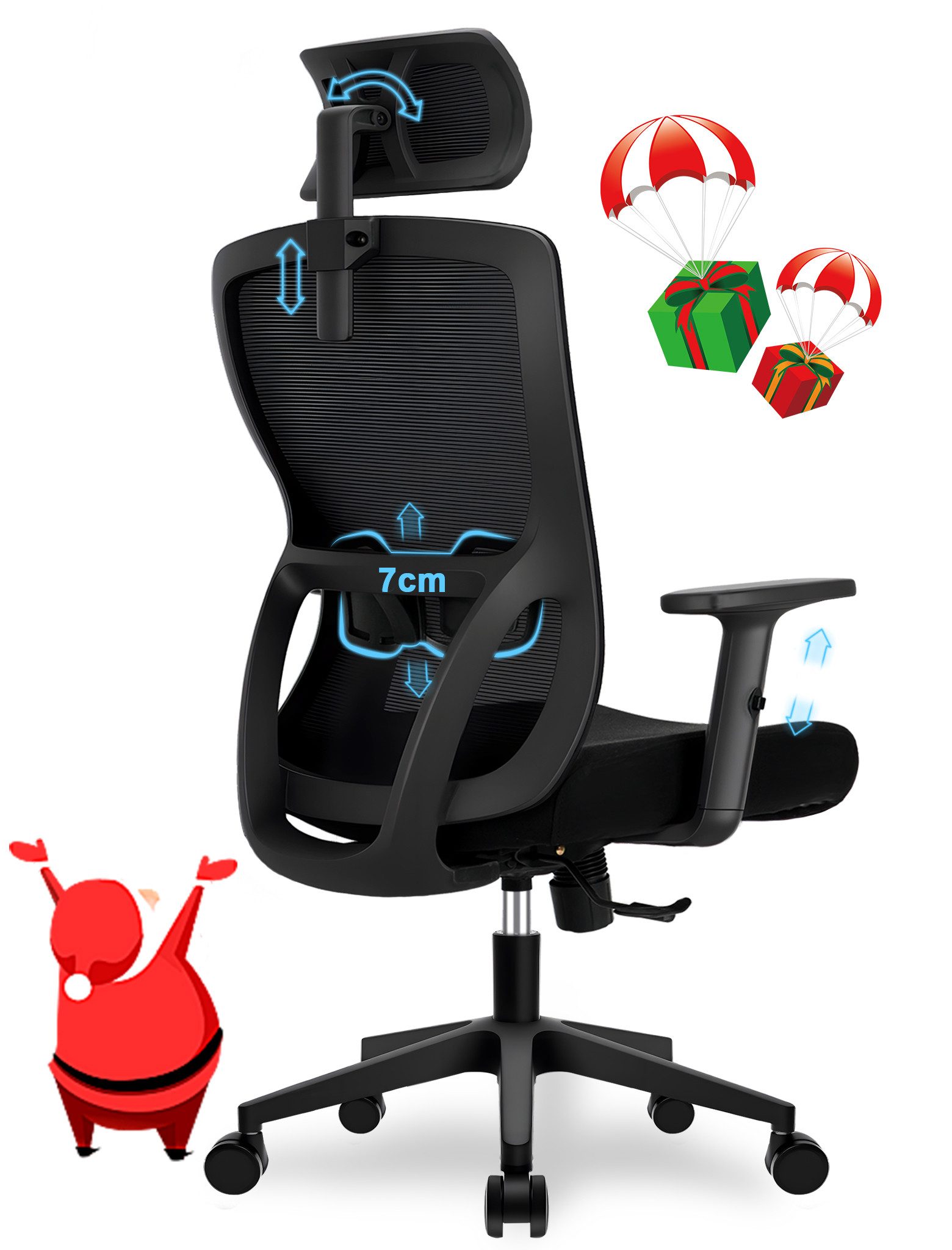 Durrafy Bürostuhl Ergonomischer Stuhl Drehstuhl Schreibtischstuhl chefsesse günstig online kaufen